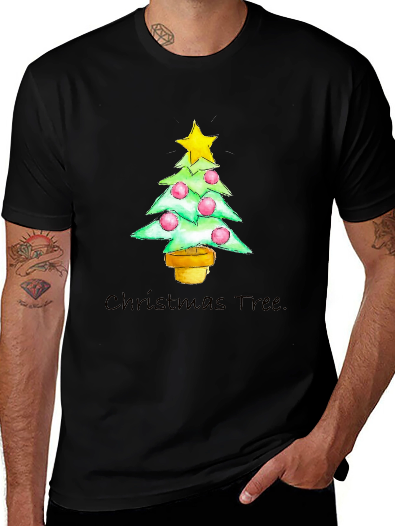 Festive Christmas Tree Graphic Tee - Holiday Apparel