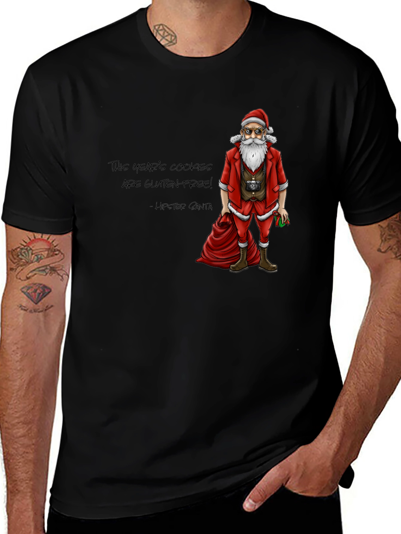 Hipster Santa Gluten-Free Cookies T-Shirt