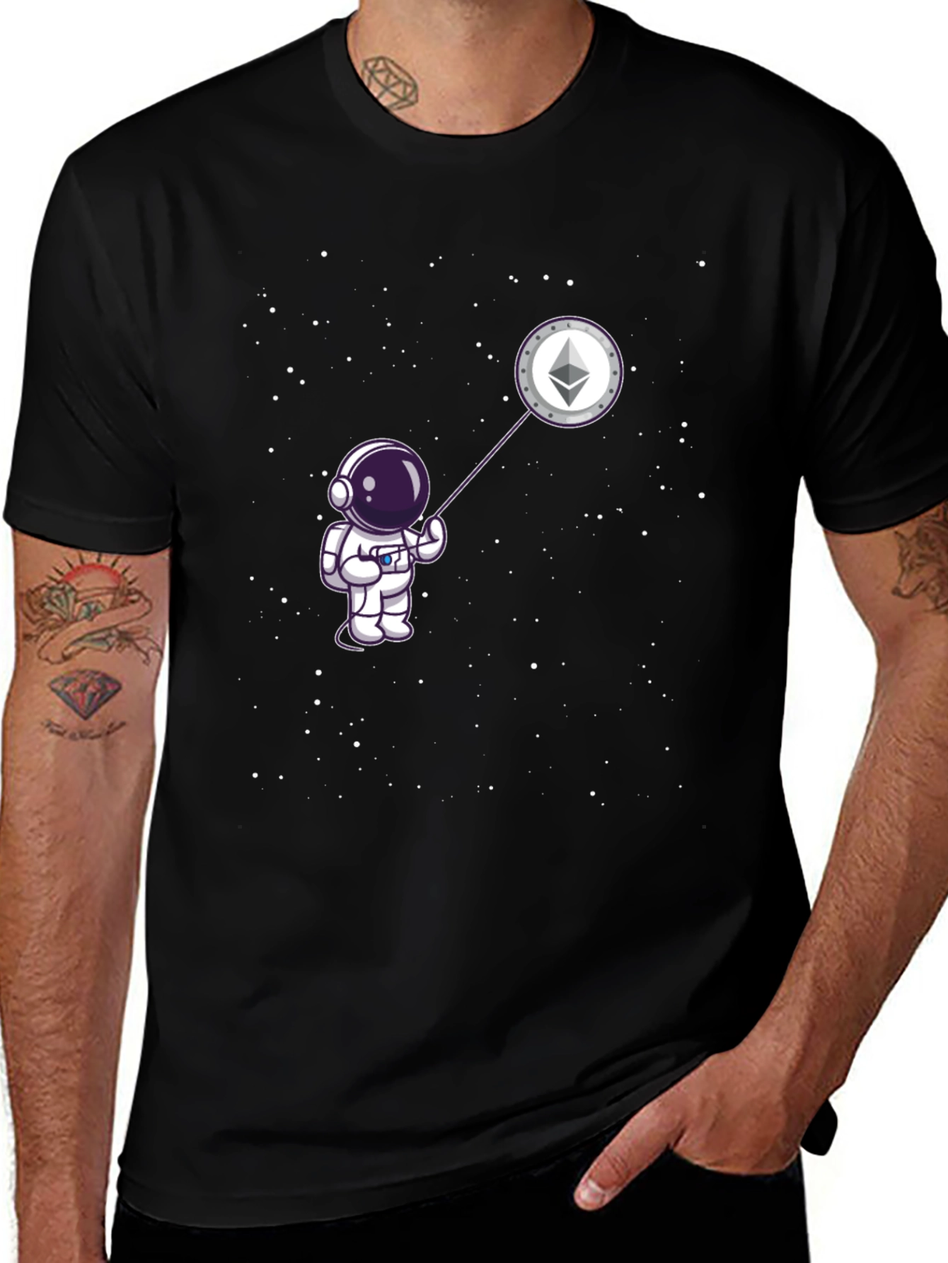 Variant 16 of Astronaut Ethereum Crypto T-Shirt