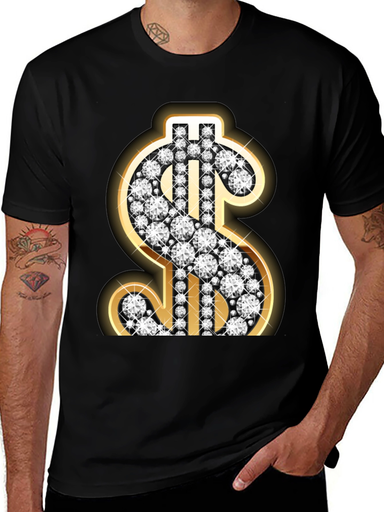 Variant 6 of Diamond Dollar Sign Black T-Shirt