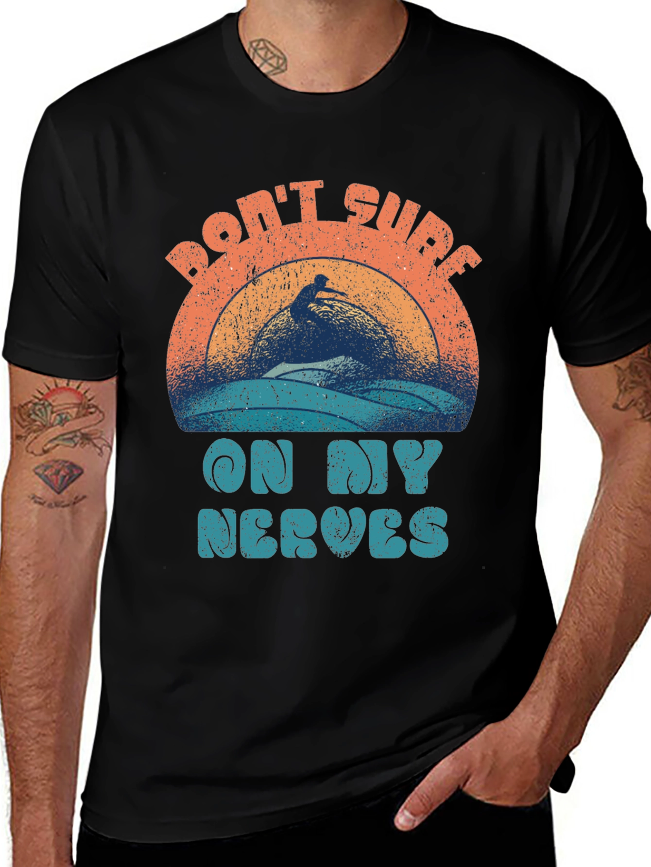 Variant 11 of Don't Surf on My Nerves T-Shirt - Retro Surf Graphic