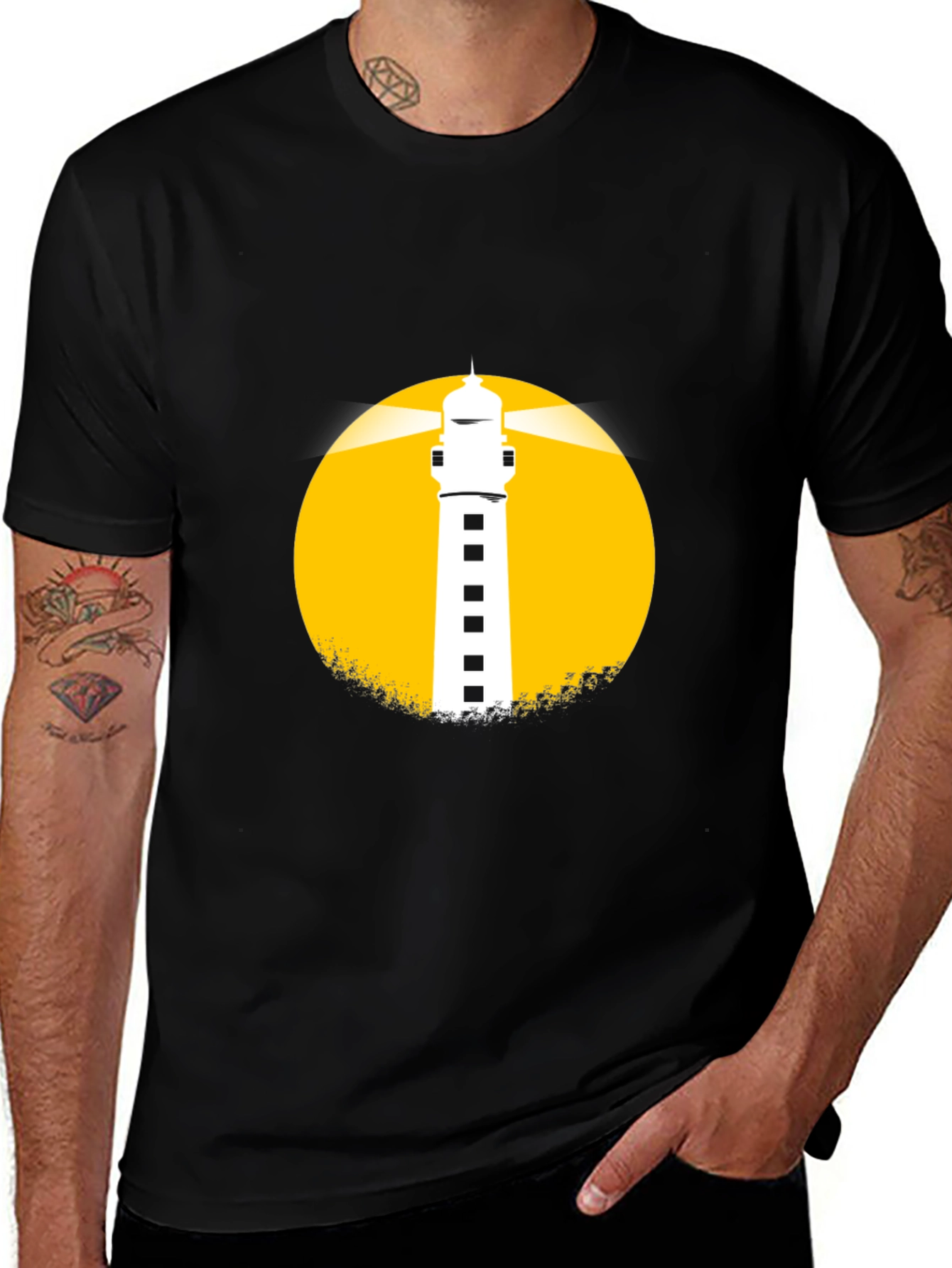 Variant 23 of Lighthouse Graphic Tee - Black Cotton Blend