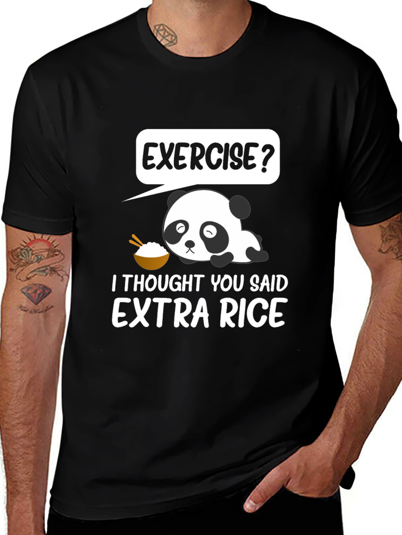 Variant 29 of Exercise? Extra Rice Panda Graphic T-Shirt