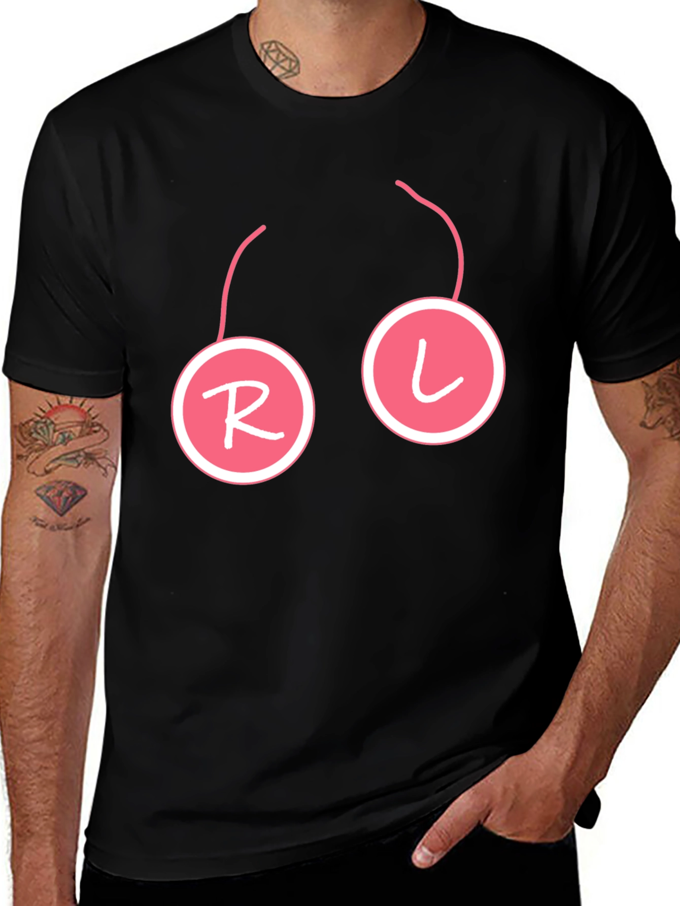 Variant 21 of Funny 'Right & Left' Cherry T-Shirt