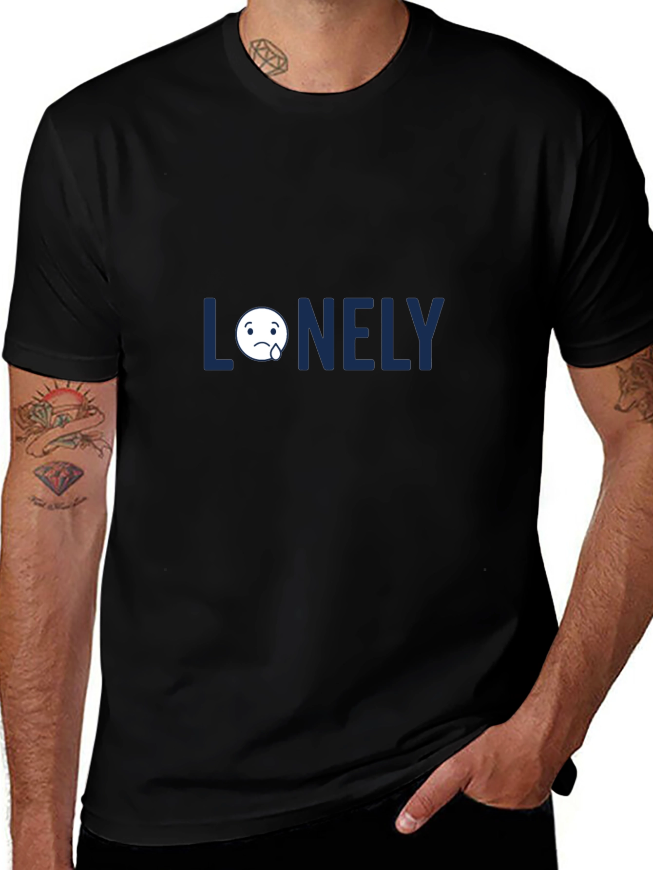 Variant 10 of Lonely Graphic Tee - Black Cotton Blend T-Shirt