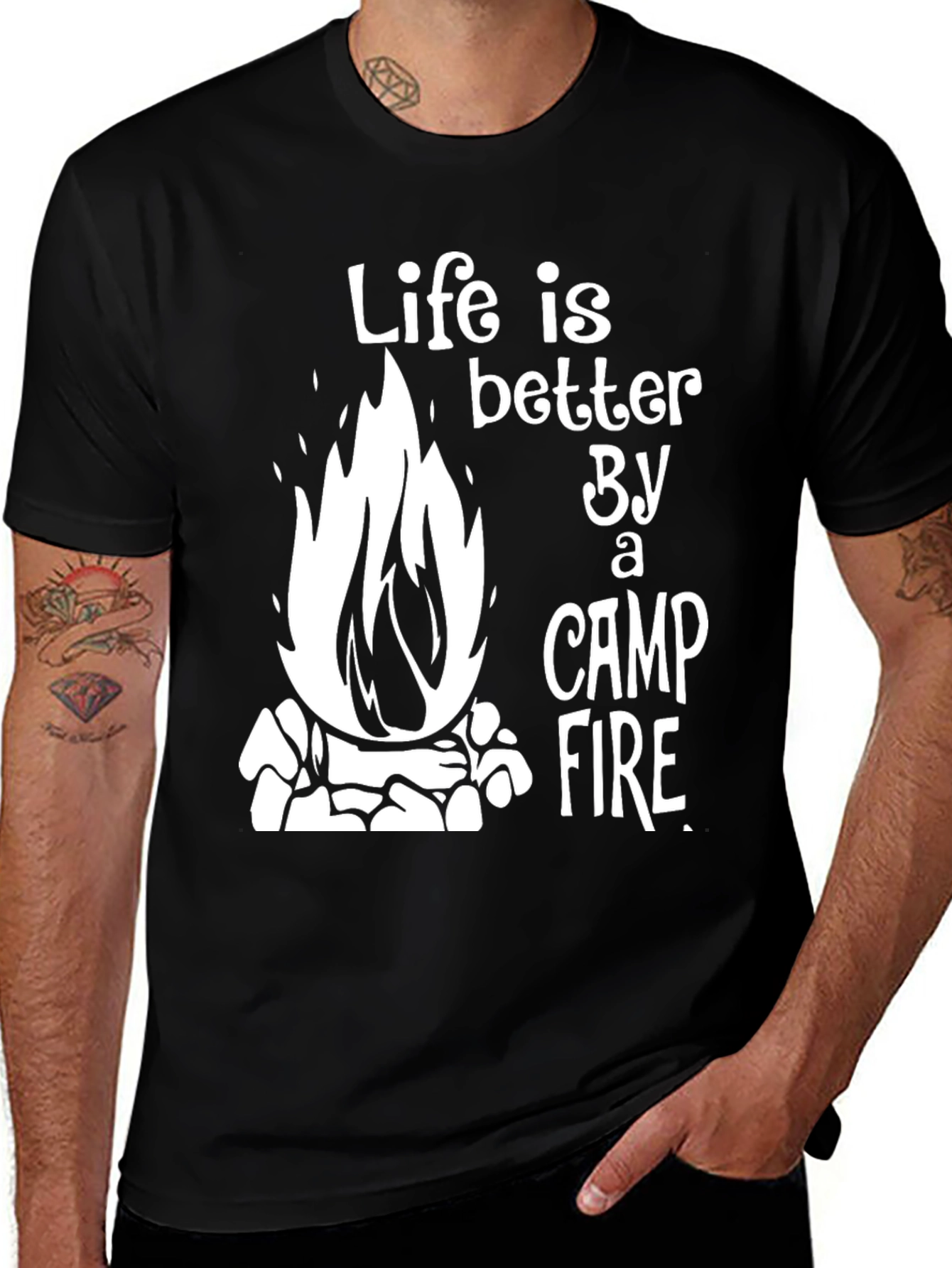 Variant 19 of Life Is Better Campfire T-Shirt - Black Graphic Tee