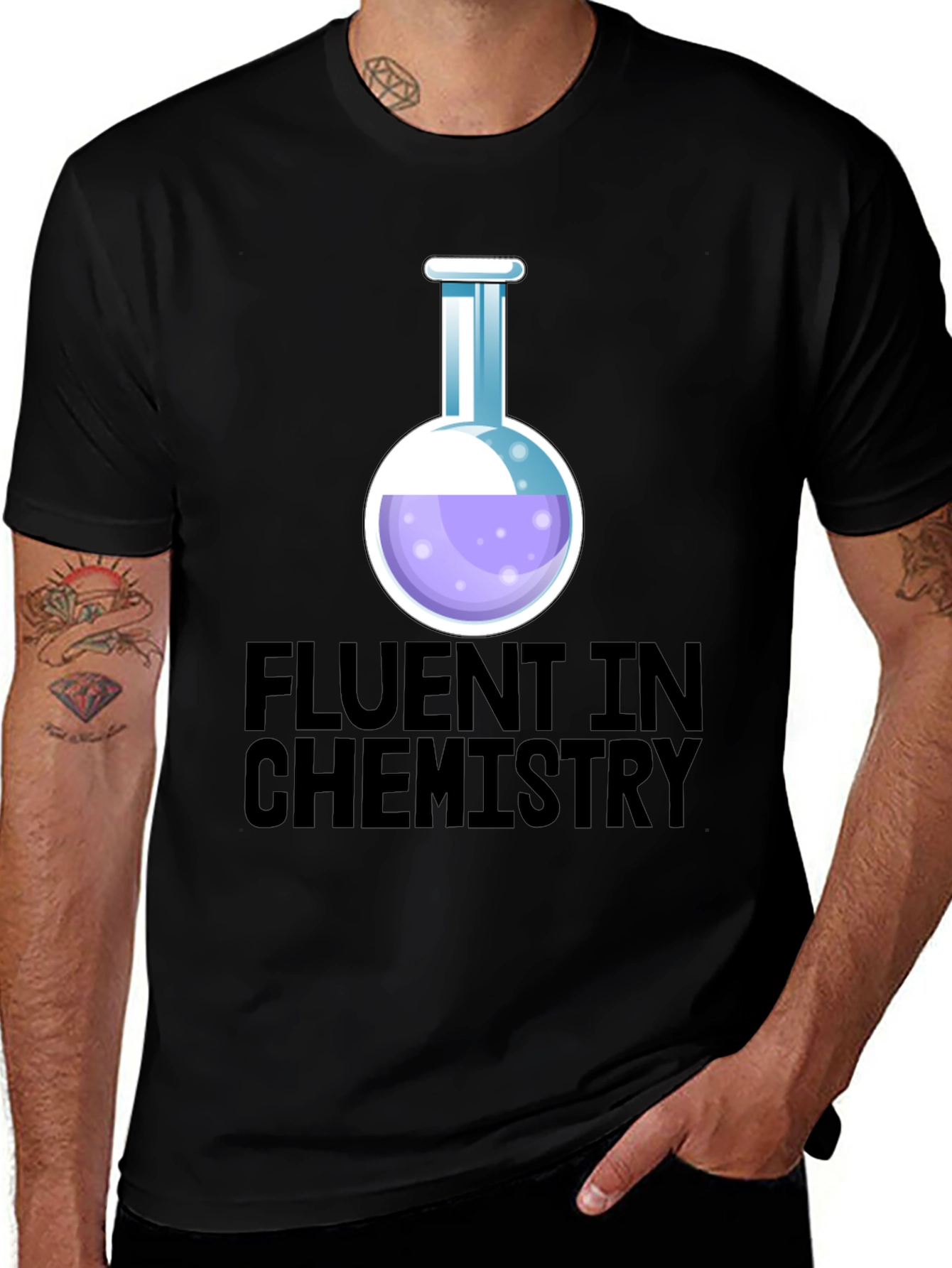 Variant 30 of Fluent in Chemistry Black Graphic T-Shirt