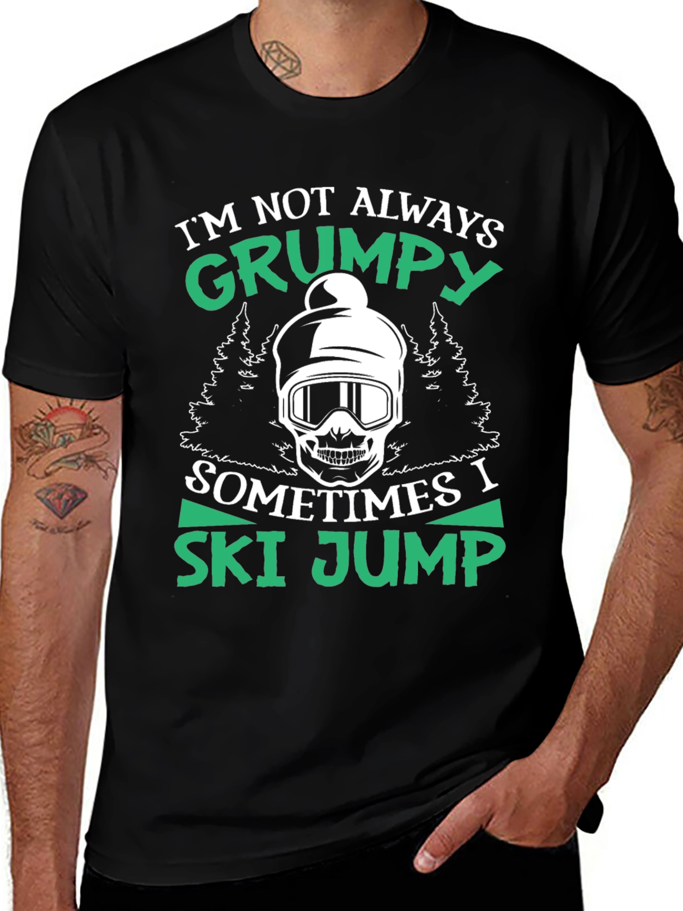 Variant 5 of Grumpy Ski Jumper Graphic Tee - Humor & Style