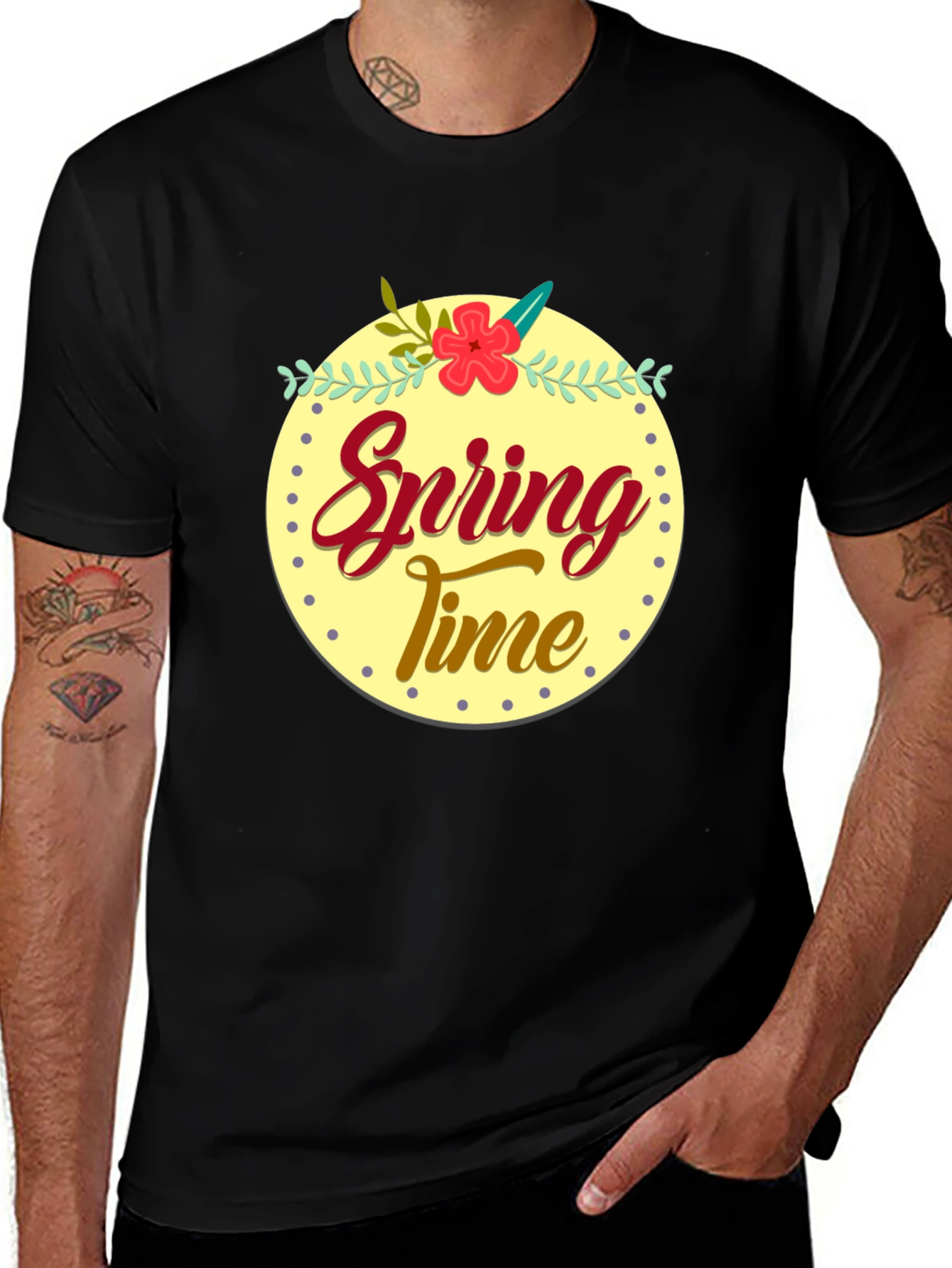 Spring Time Graphic Tee - Black