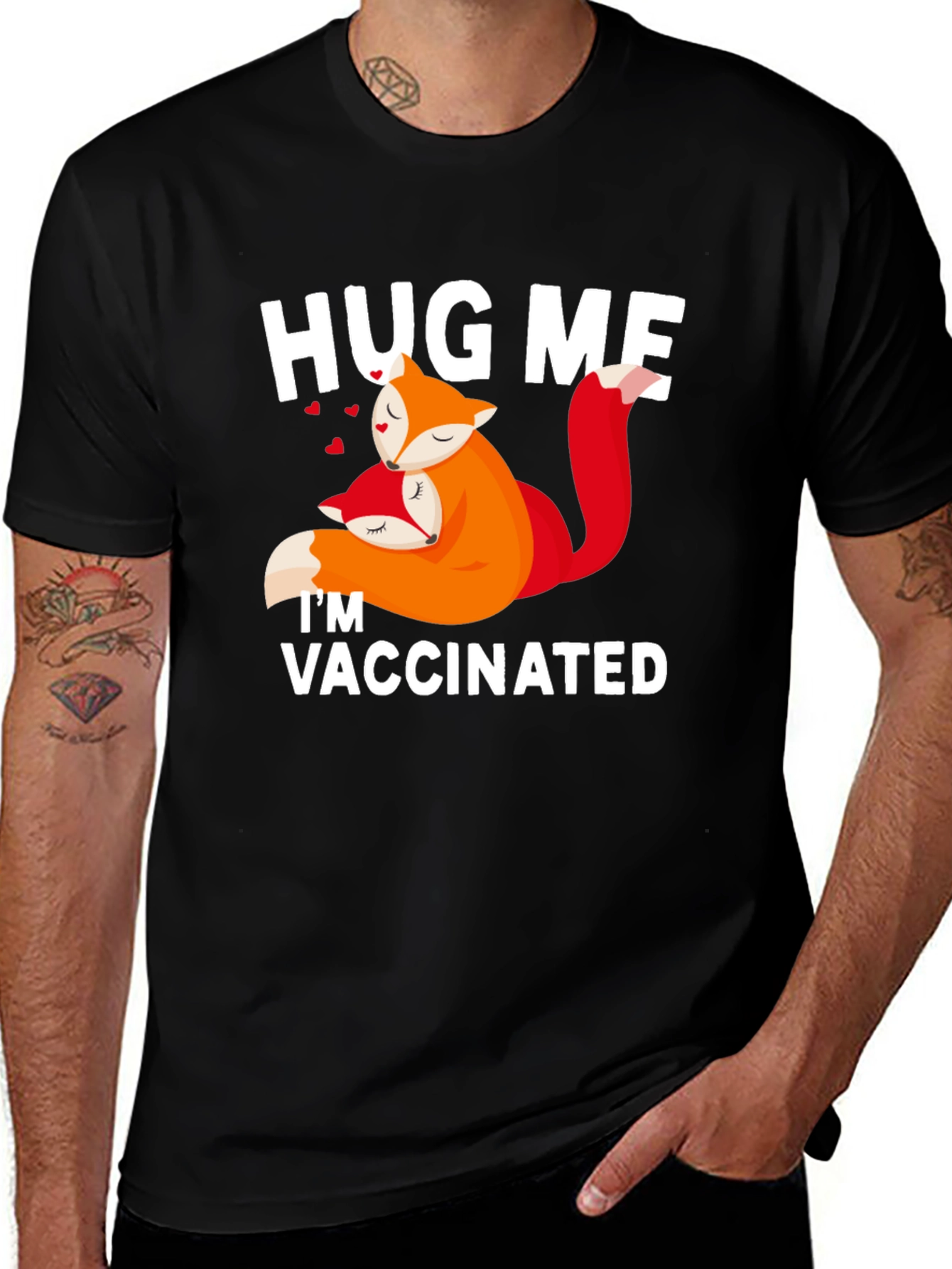 Variant 6 of Hug Me I'm Vaccinated Fox T-Shirt