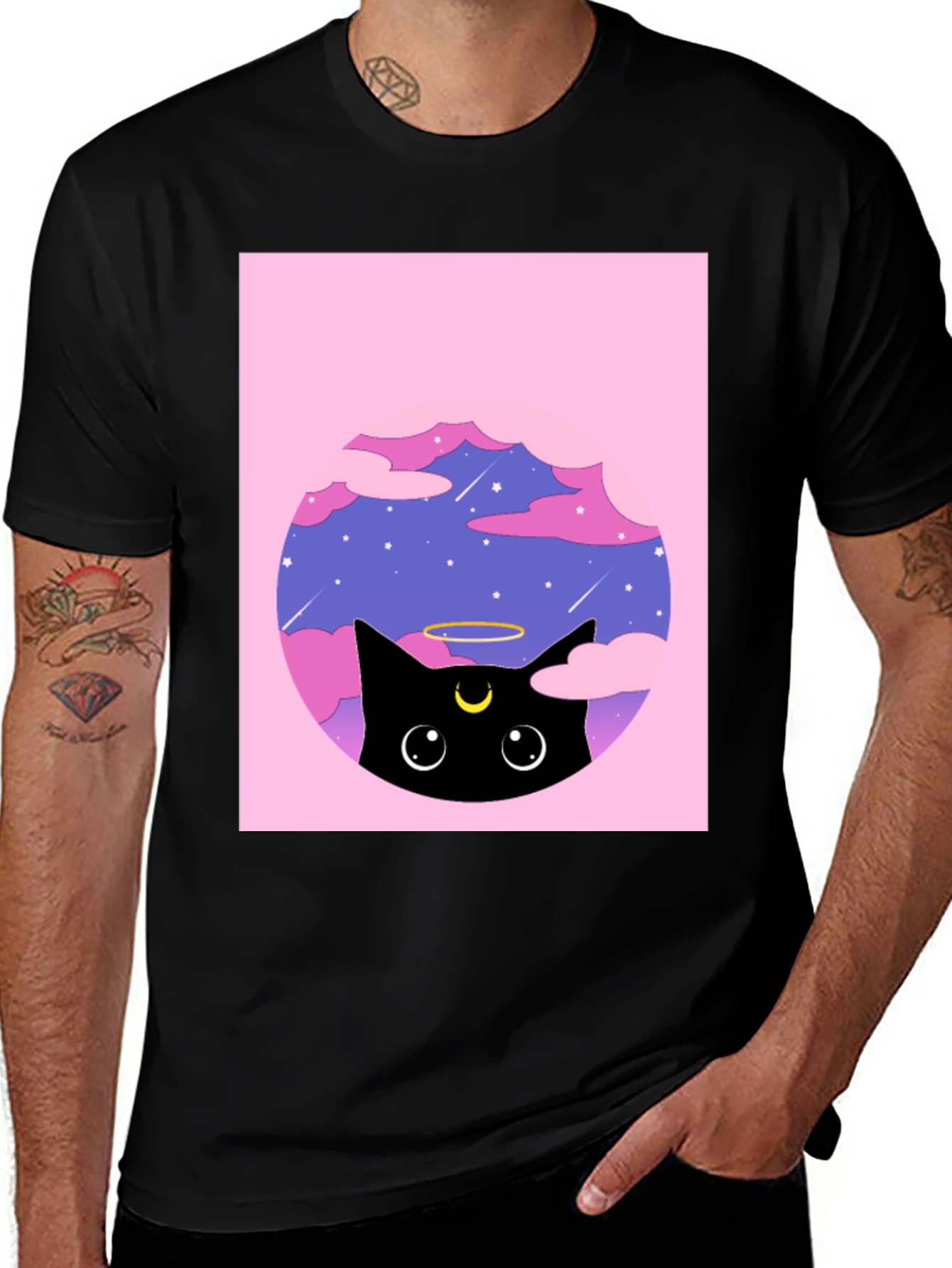 Variant 29 of Black Cat in Clouds Graphic Tee