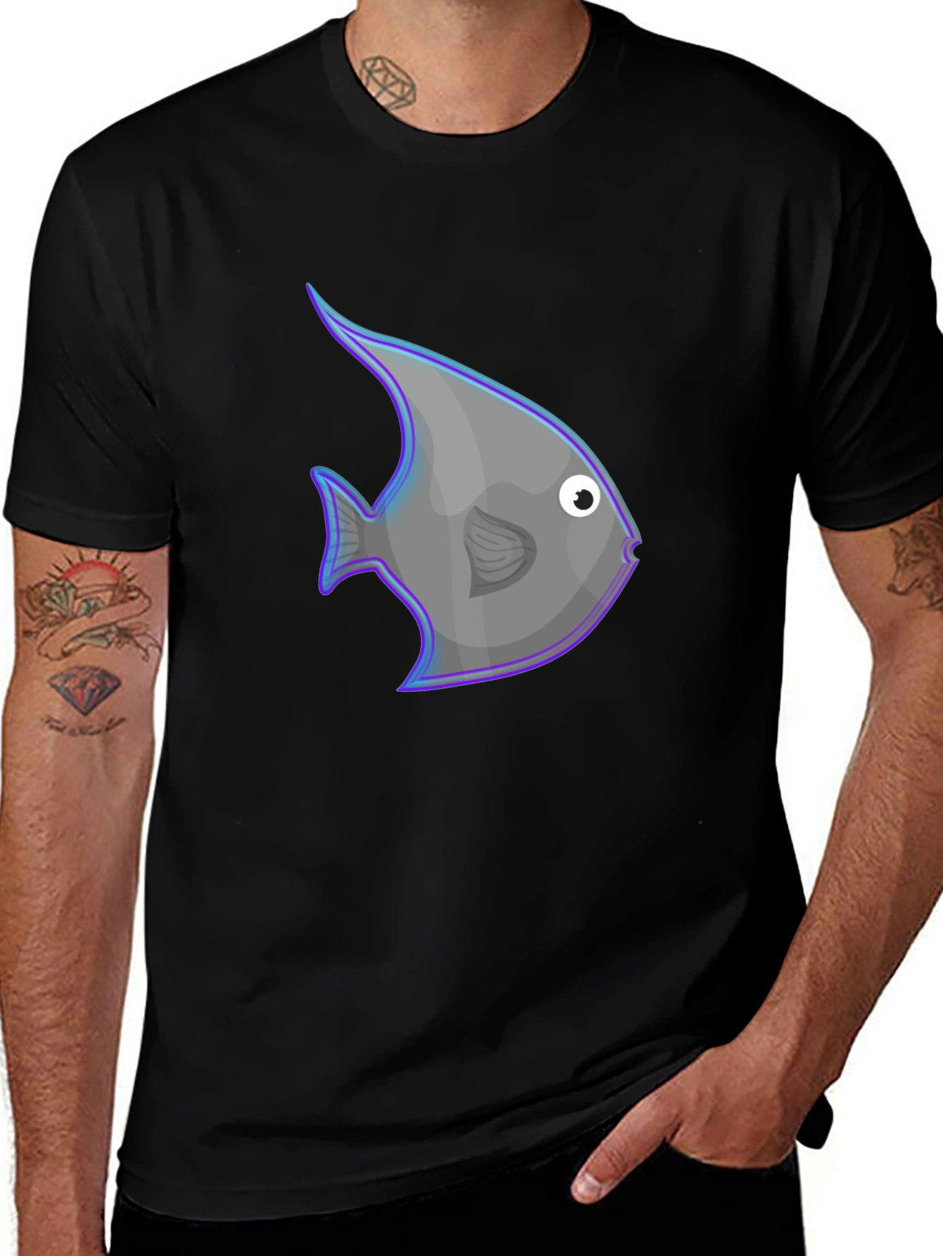 Variant 8 of Angelfish Graphic Print Black T-Shirt
