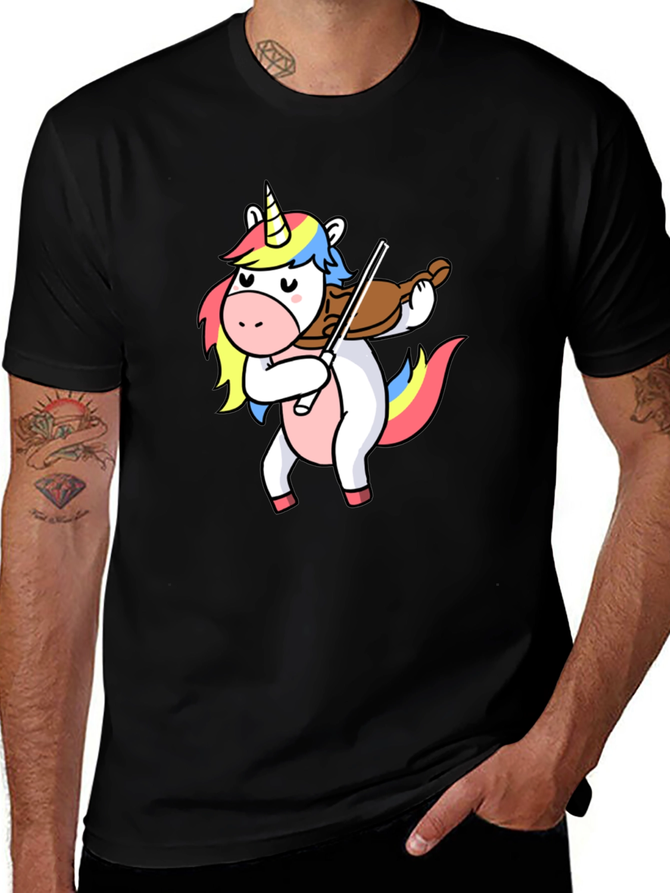 Variant 17 of Unicorn Playing Violin T-Shirt - Black