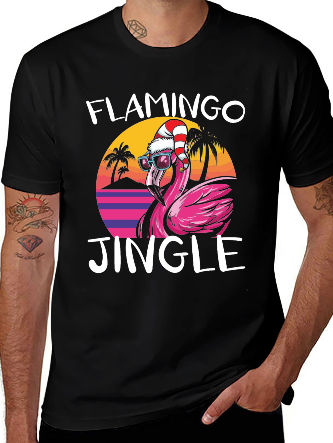 Flamingo Jingle Black T-Shirt