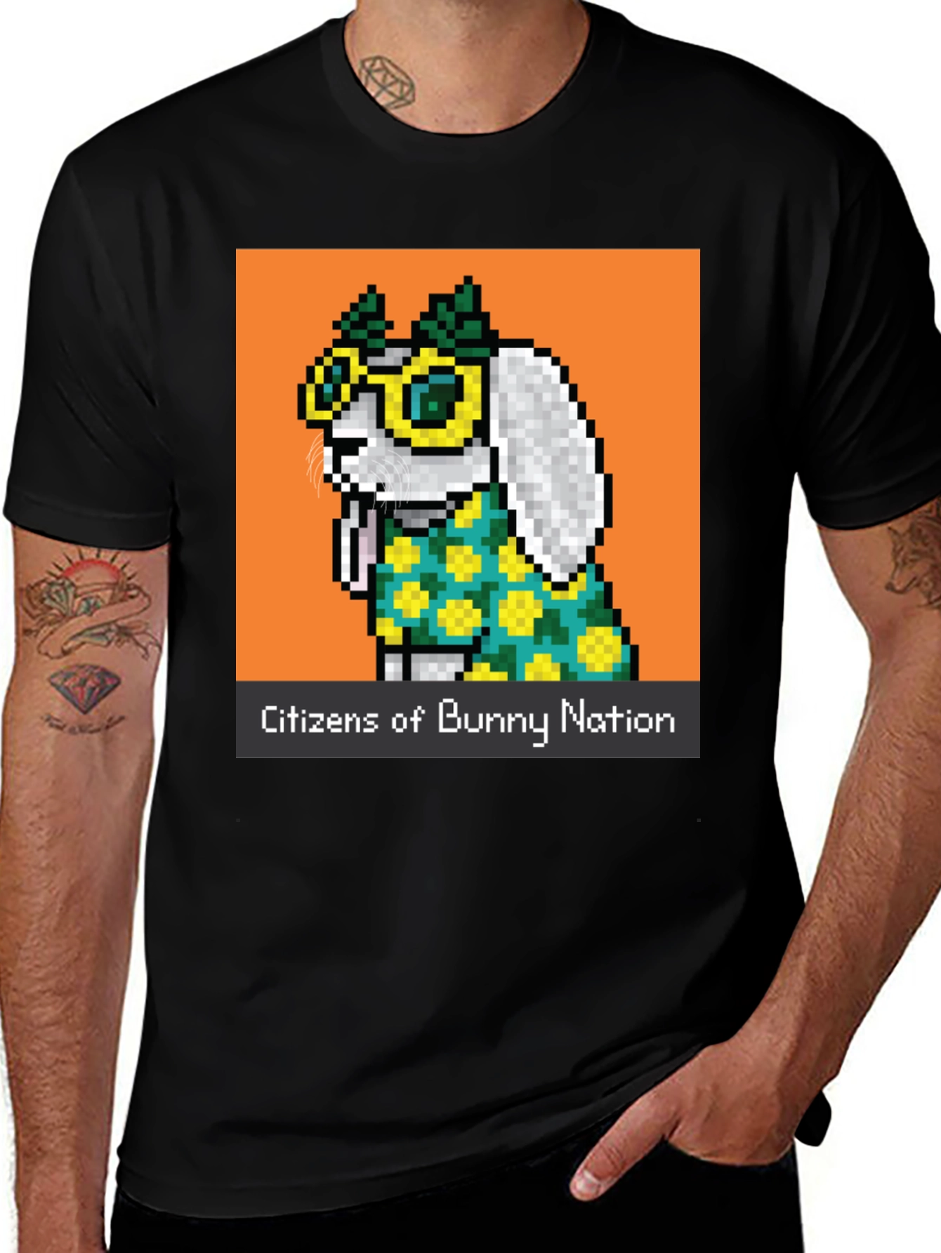 Variant 11 of Bunny Nation Pixel Art Graphic T-Shirt