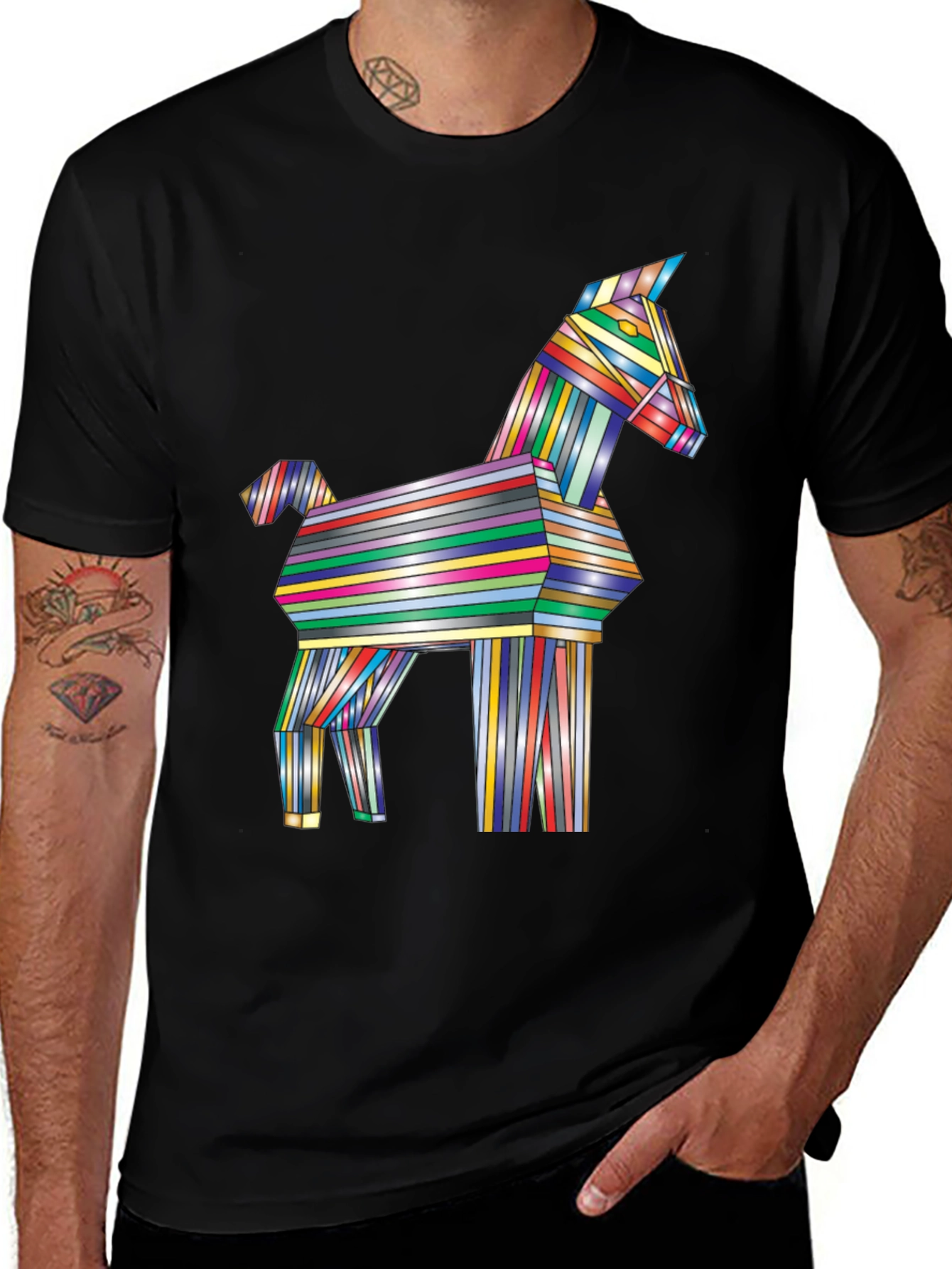 Variant 8 of Geometric Origami Horse Graphic Tee