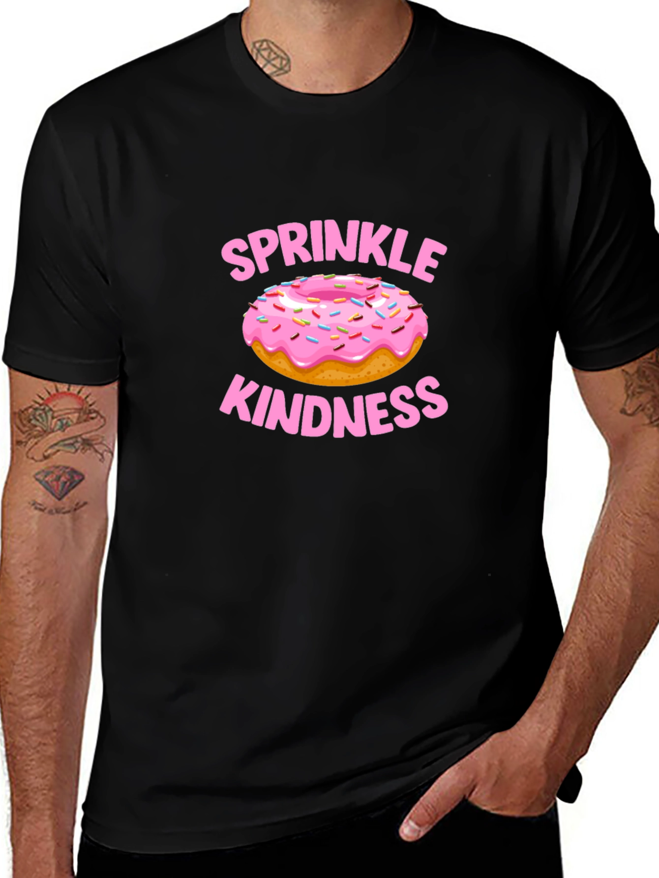 Black Sprinkle Kindness Donut Graphic Tee main image