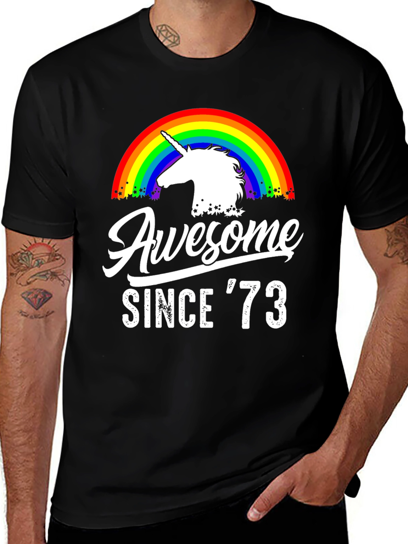 Variant 29 of Awesome Since '73 Unicorn Rainbow T-Shirt