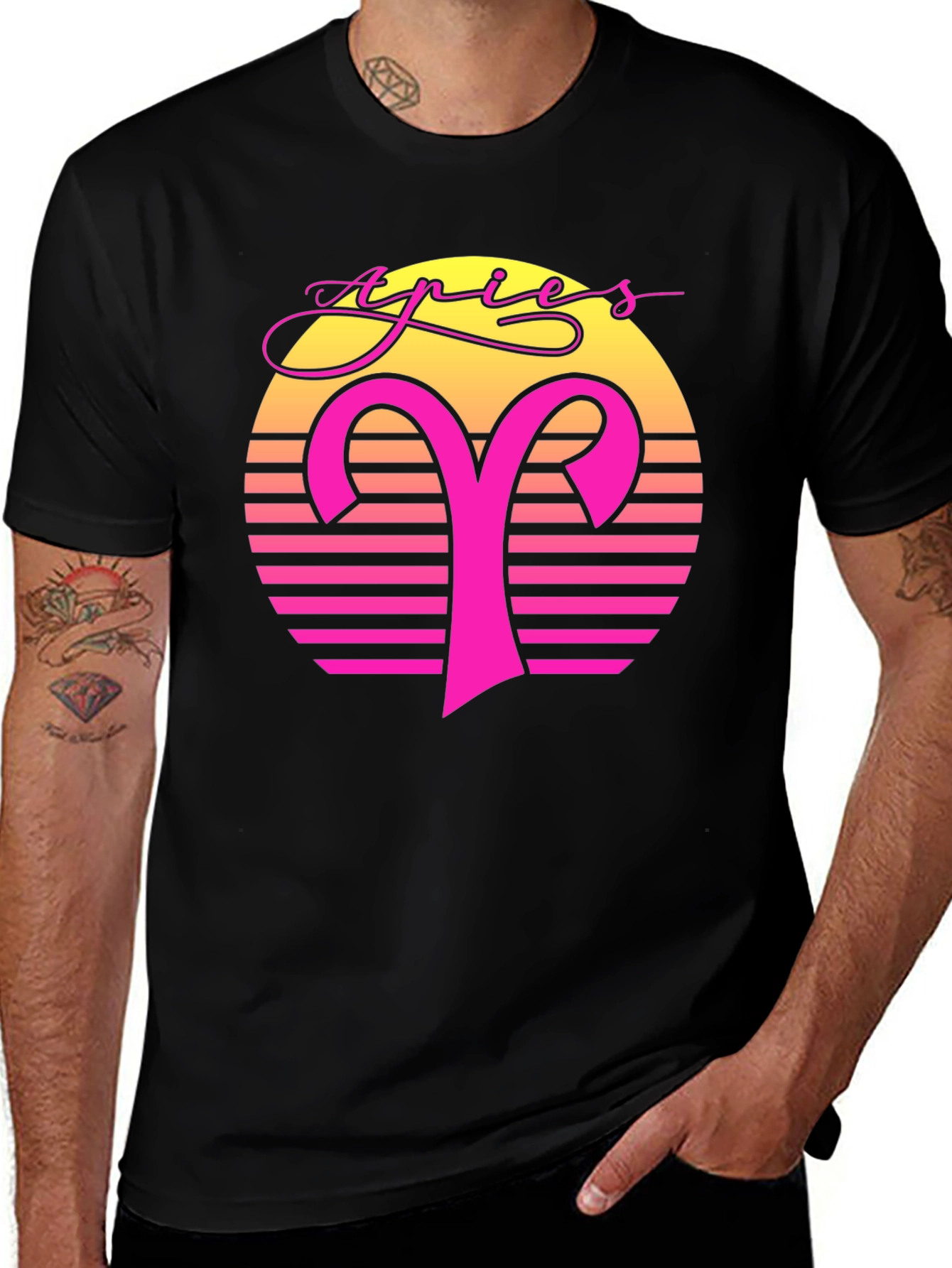 Retro Aries Zodiac Sign T-Shirt