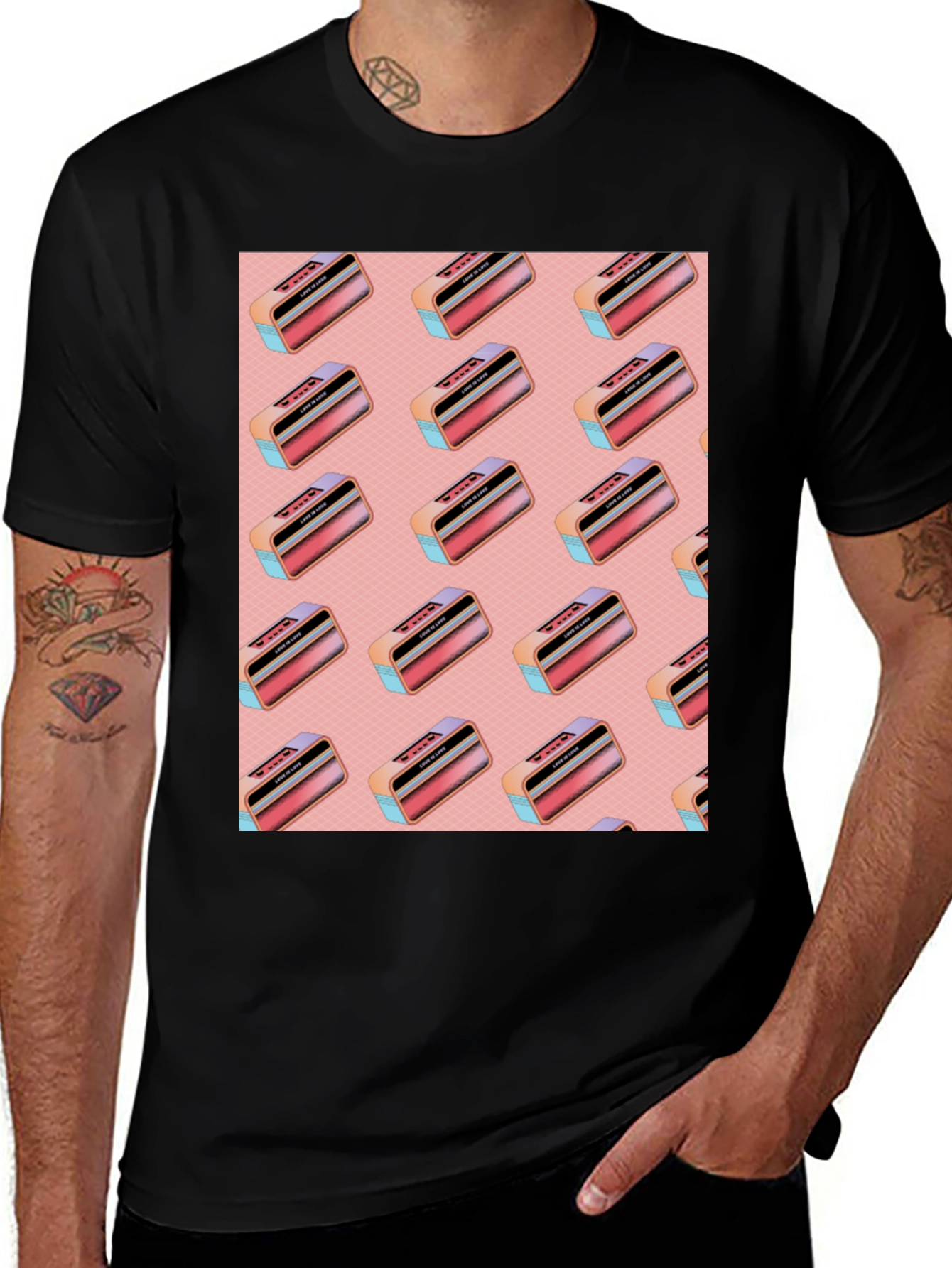Variant 13 of Retro Cassette Pattern Tee