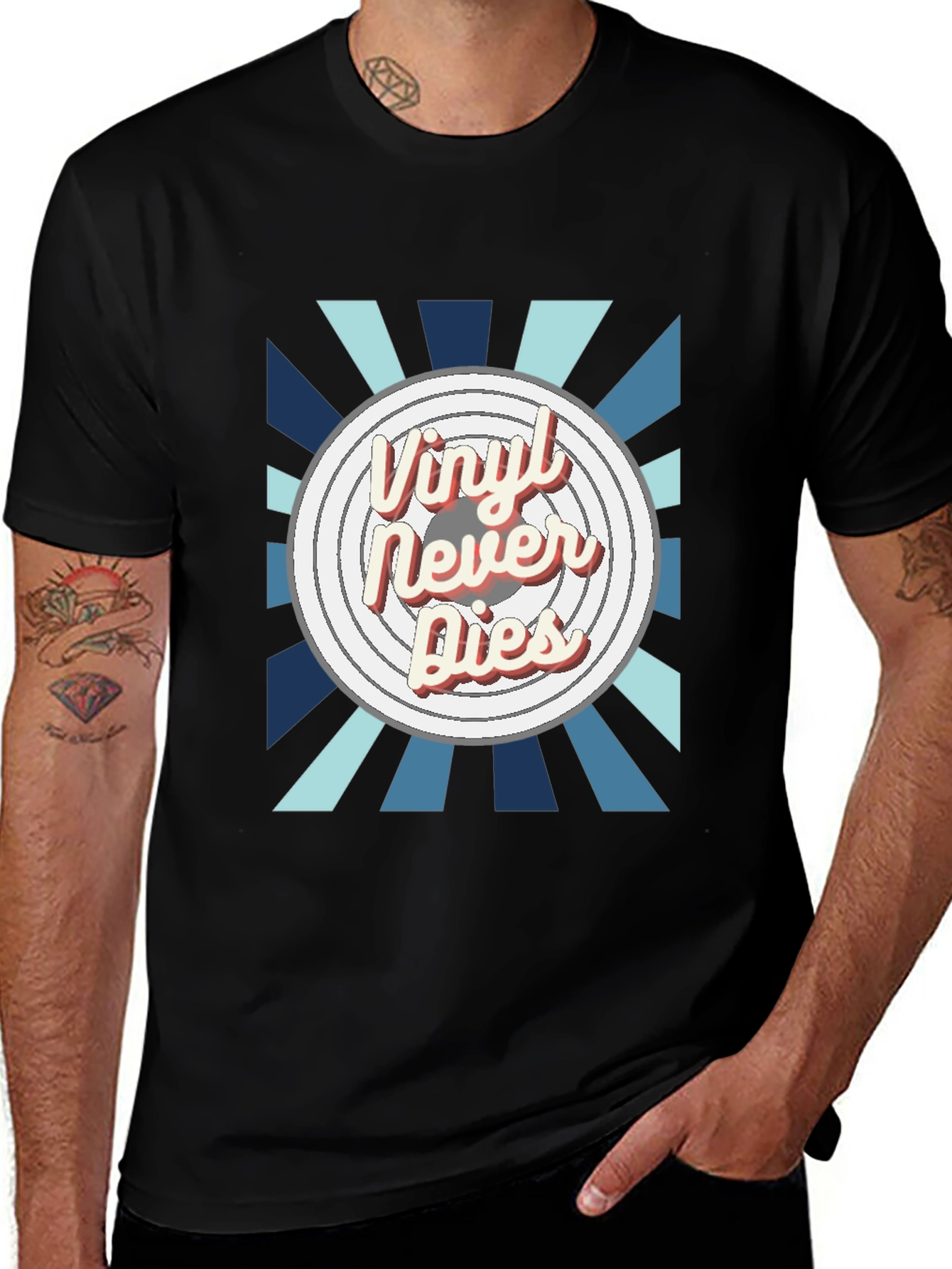 Variant 2 of Vinyl Never Dies Graphic Tee - Retro Music Lover Shirt