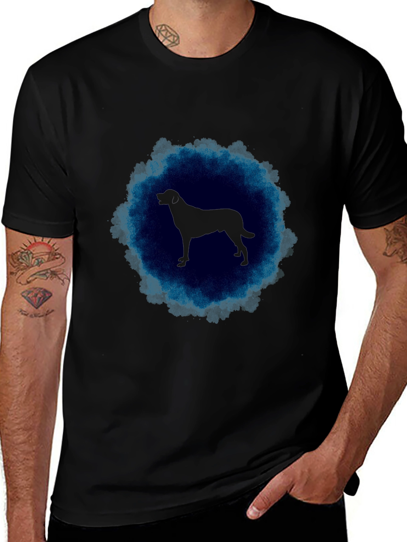 Variant 11 of Dog Silhouette Graphic Tee - Men's Black T-Shirt