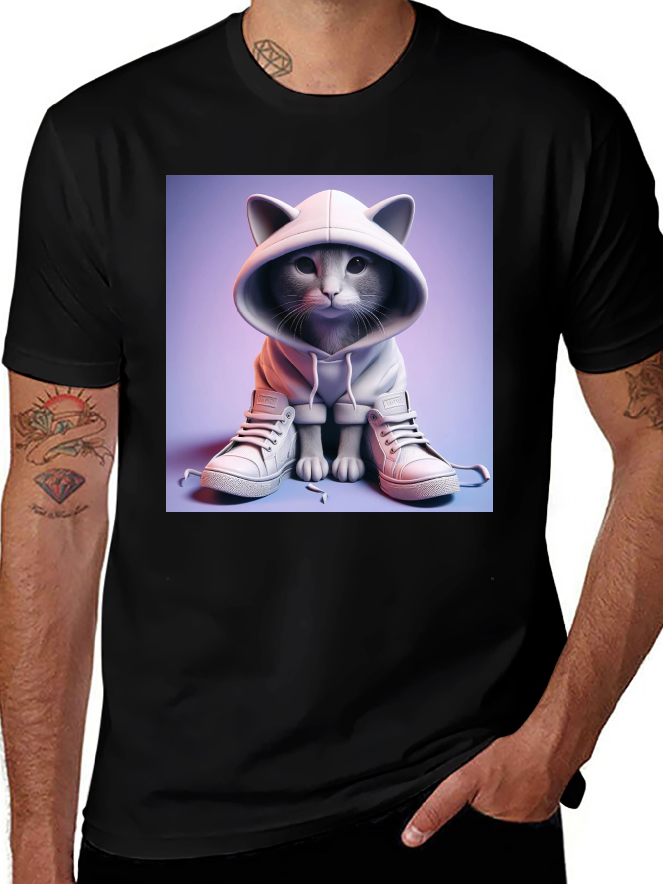Variant 10 of Cool Cat Hoodie Graphic Tee