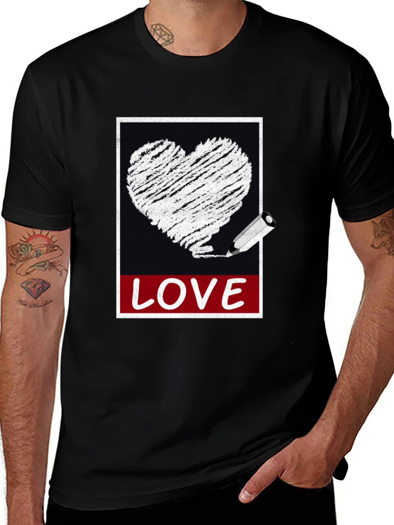 Variant 8 of Love Heart Pencil Sketch Graphic Tee