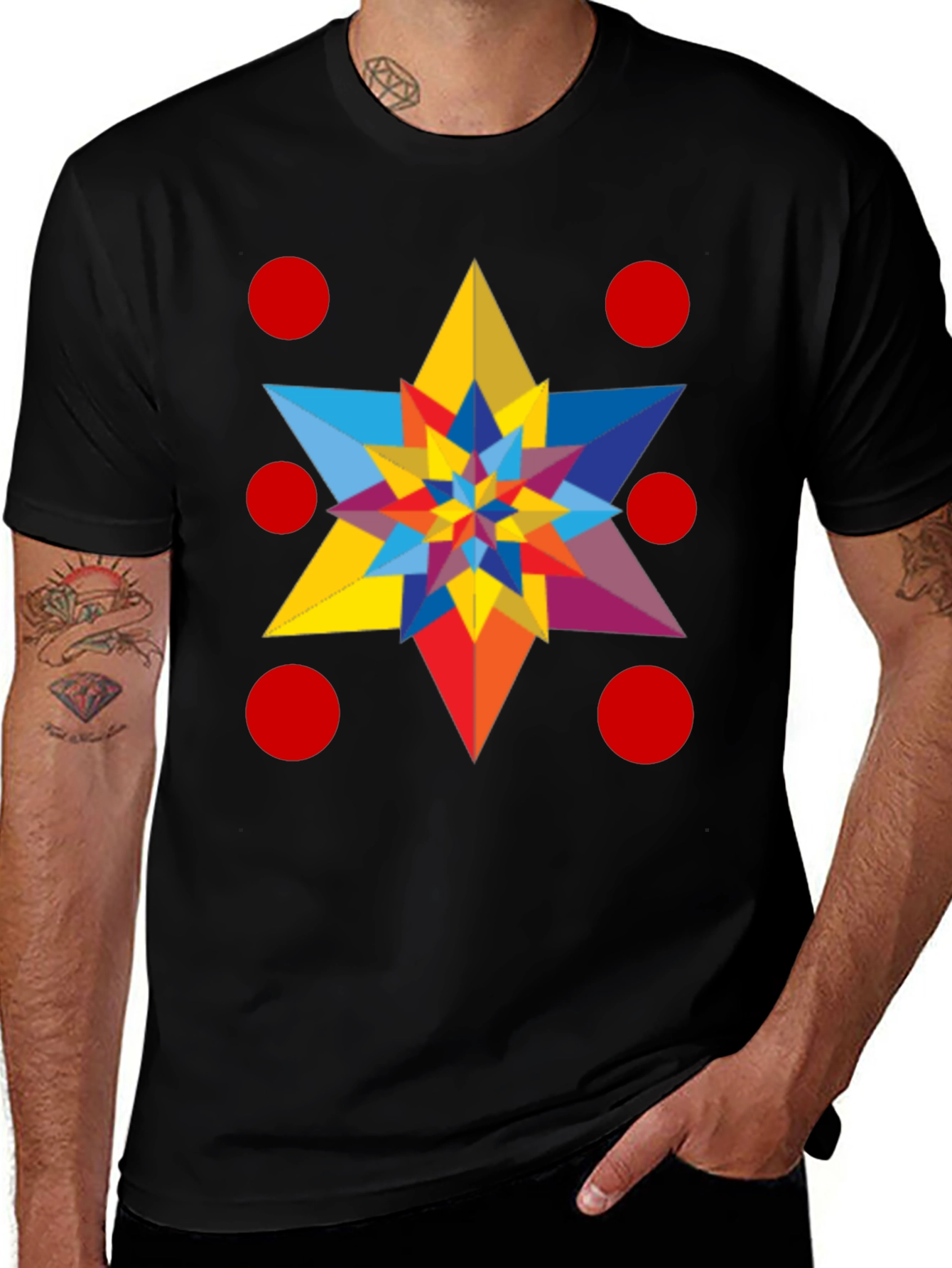 Variant 19 of Geometric Starburst Tee - Colorful & Unique!