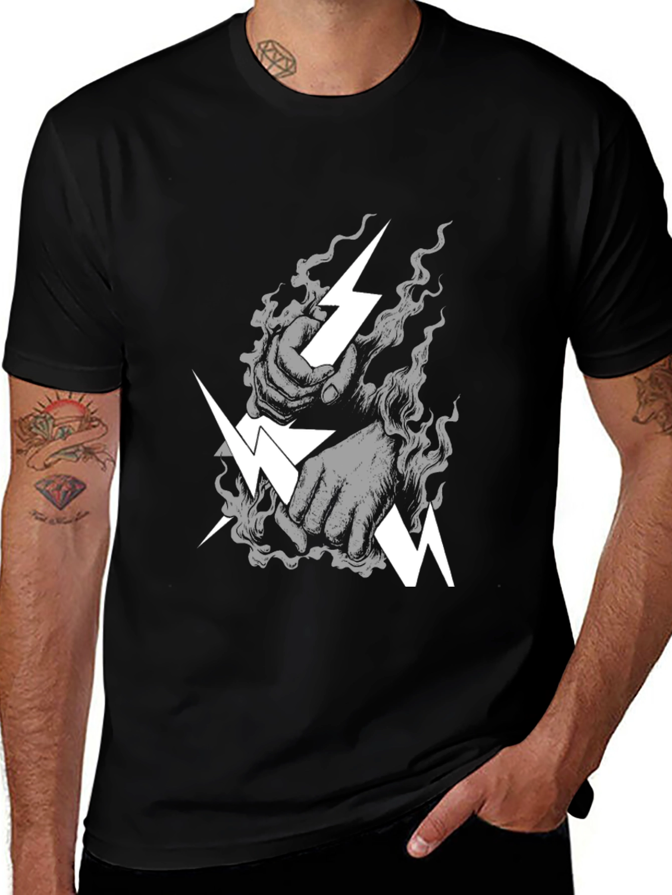 Variant 16 of Stylish Black T-Shirt with Lightning Bolt Graphic