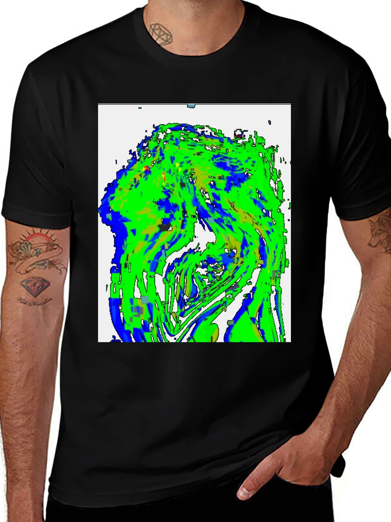 Variant 24 of Abstract Green & Blue Graphic Tee