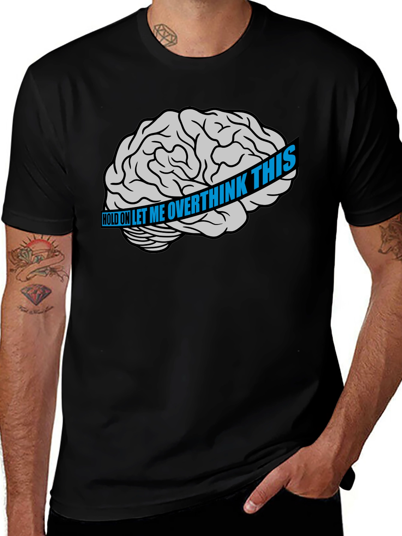 Variant 19 of Overthink Brain Graphic T-Shirt - Black