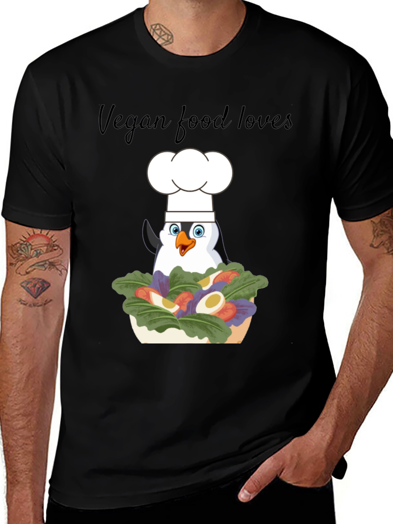 Variant 17 of Vegan Penguin Chef Graphic T-Shirt