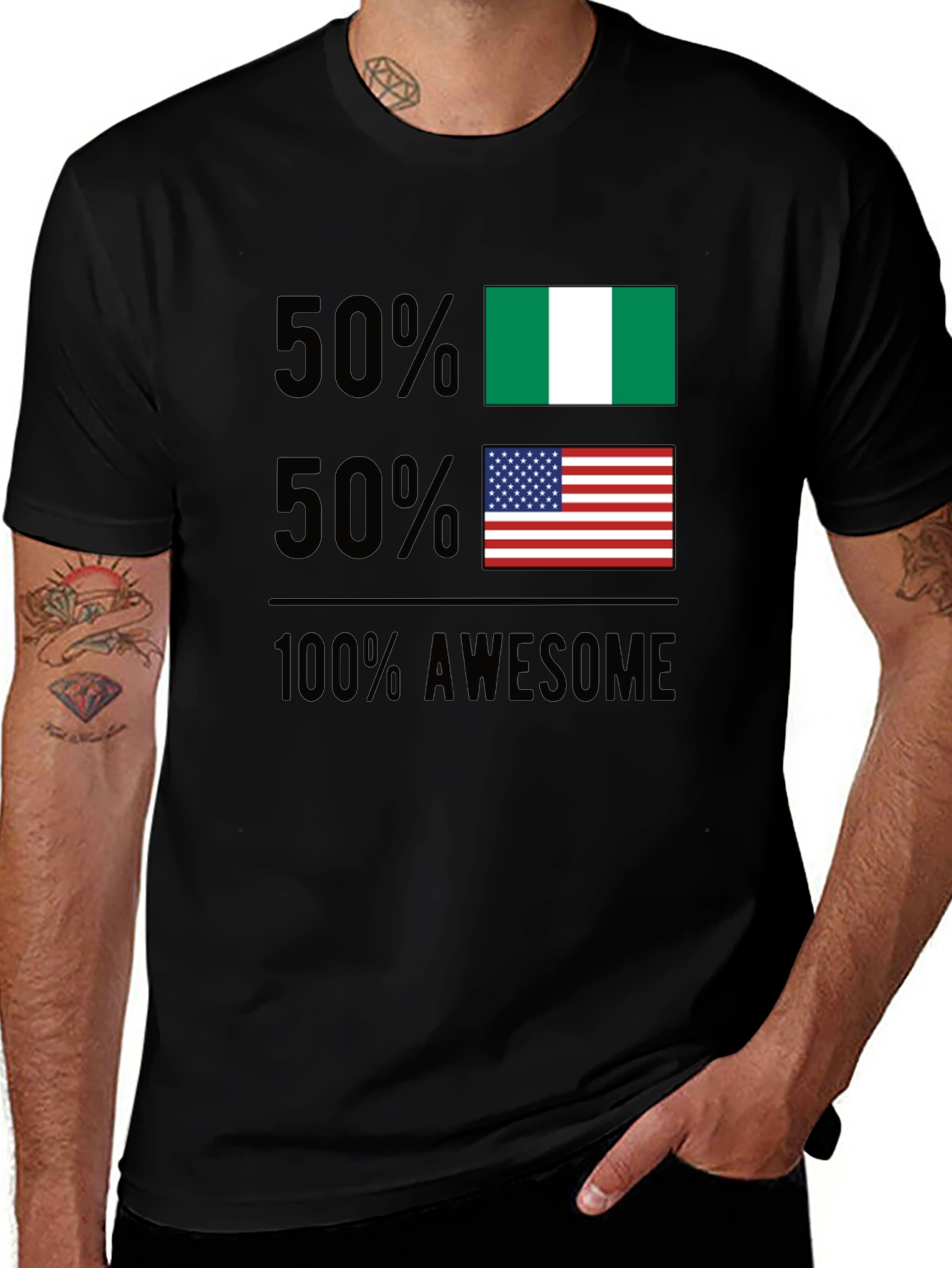 Nigeria USA Awesome Black T-Shirt