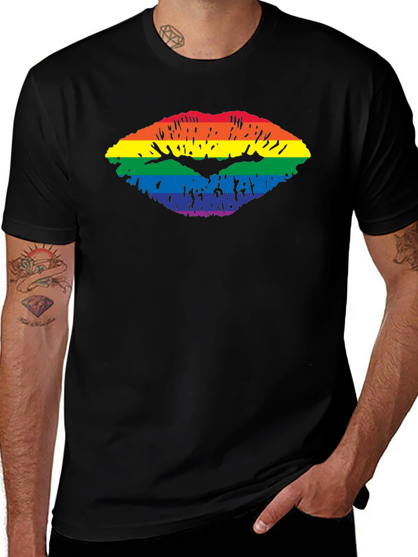Pride Lips T-Shirt - LGBTQ+ Rainbow Kiss Tee