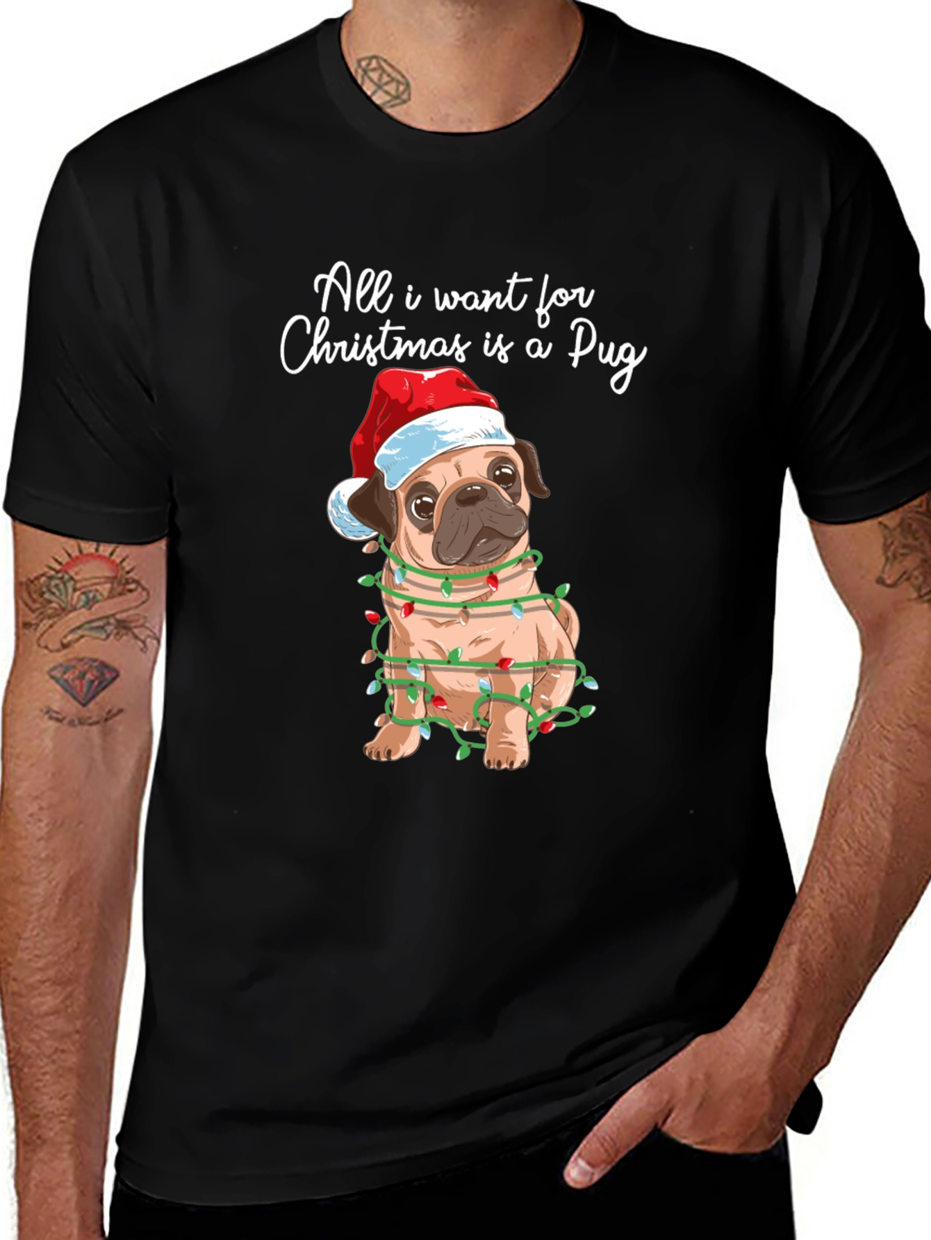 Variant 12 of All I Want for Christmas is a Pug T-Shirt