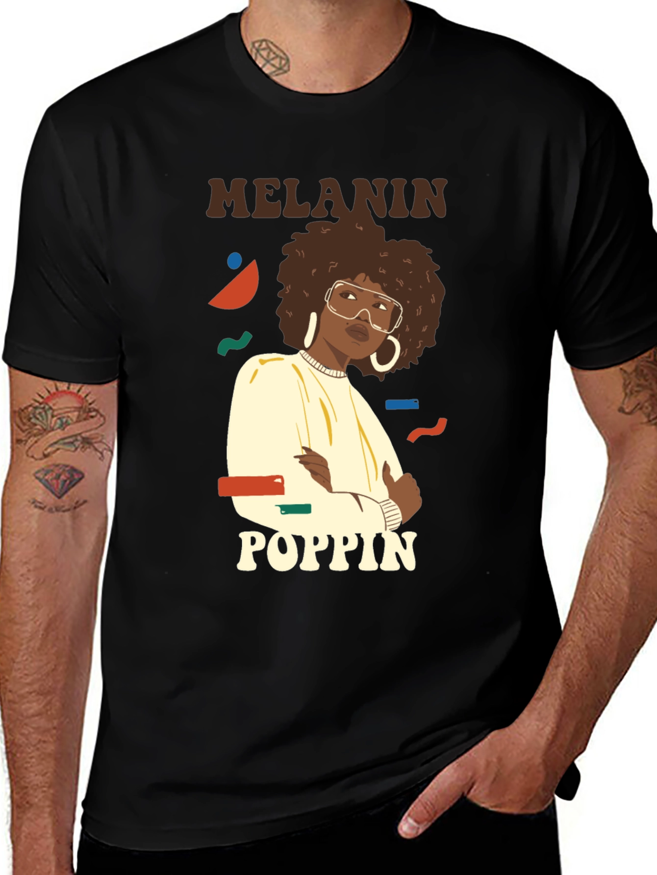 Melanin Poppin' Graphic Tee - Stylish Black T-Shirt