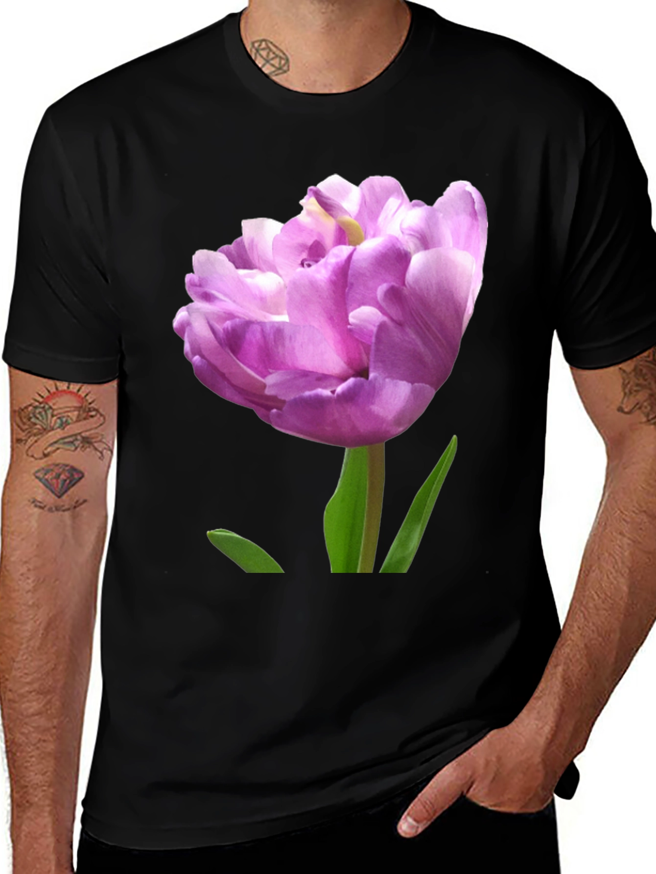 Variant 20 of Floral Graphic Tee - Purple Tulip Design