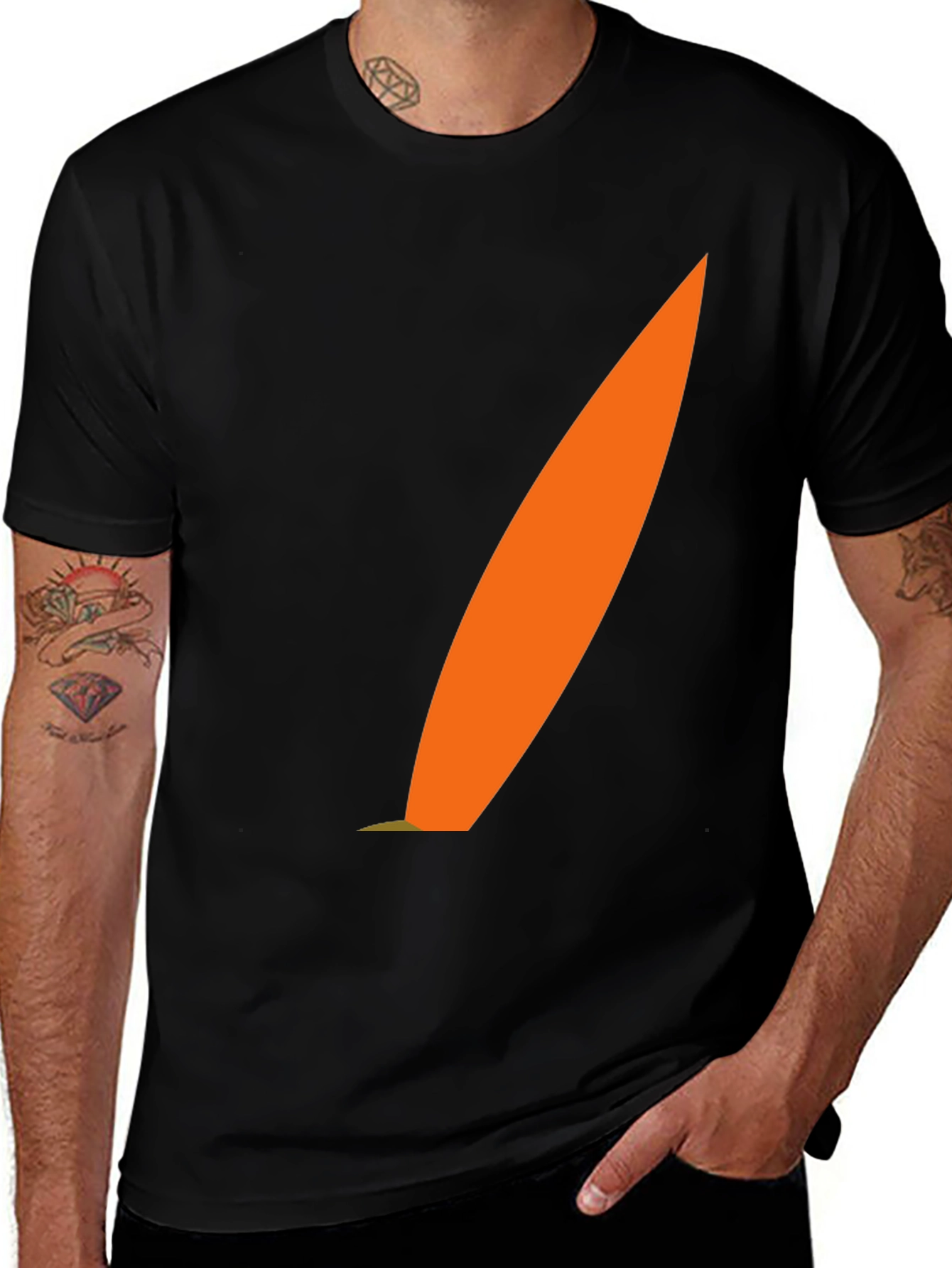 Variant 8 of Modern Orange Surfboard Graphic Black T-Shirt