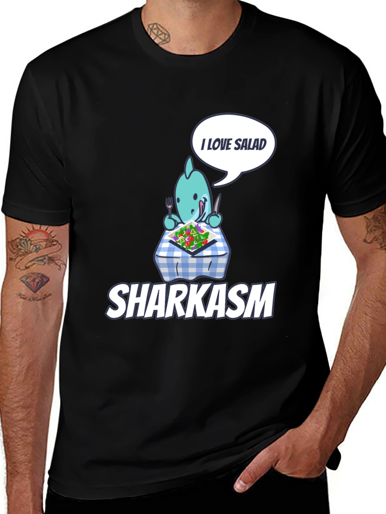 Variant 3 of Sharkasm T-Shirt: I Love Salad Graphic Tee