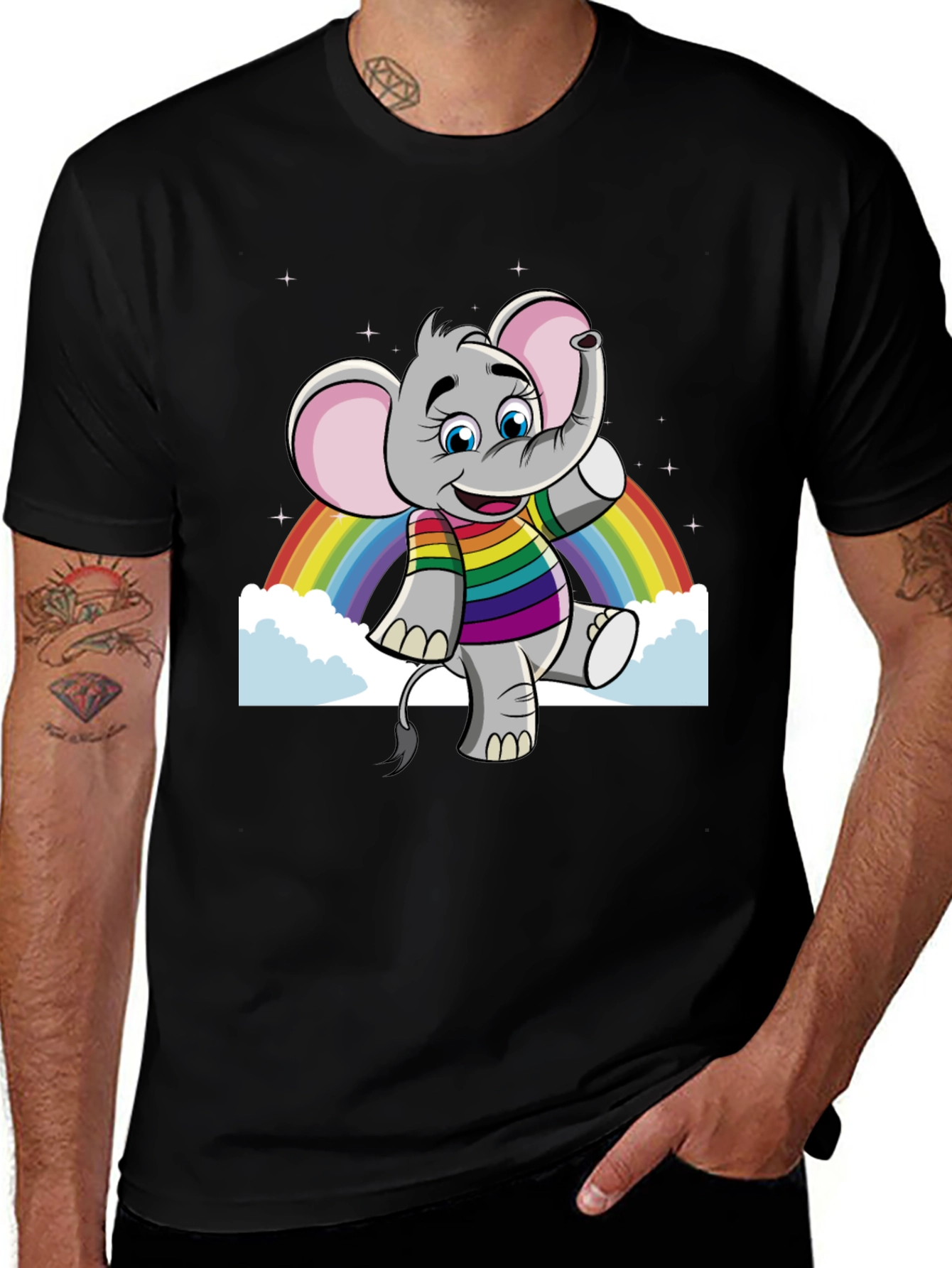 Variant 27 of Rainbow Elephant Graphic Tee