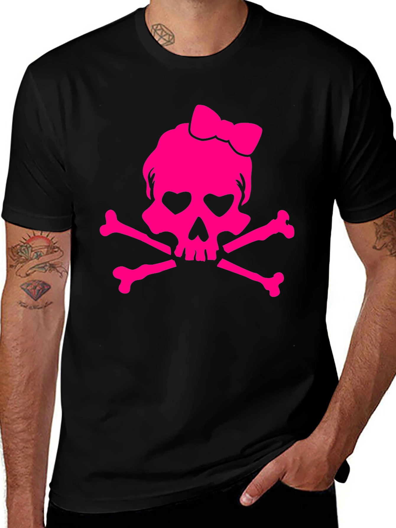Variant 29 of Skull & Crossbones Graphic Tee - Pink