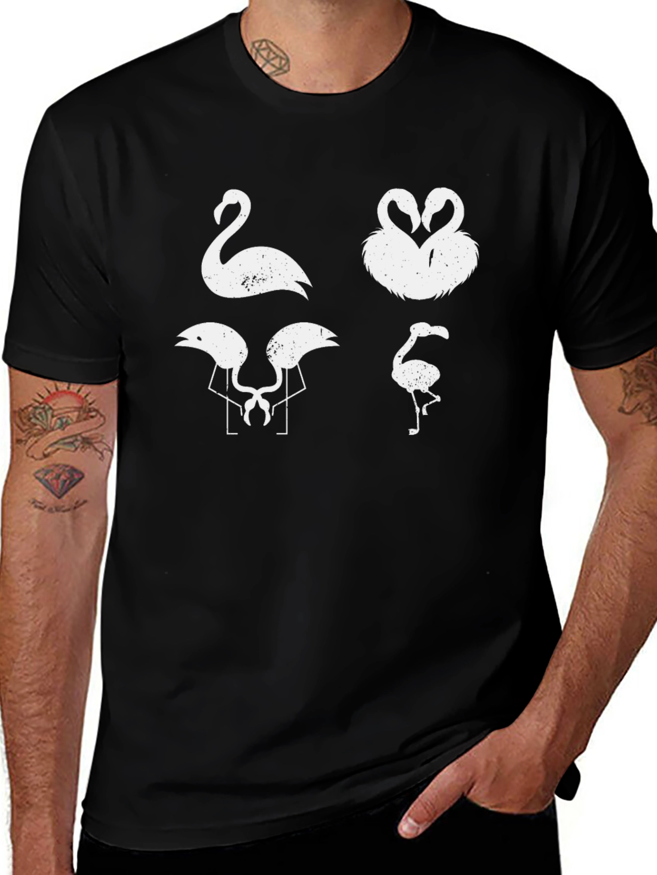 Black Flamingo Graphic Tee - Black Cotton T-Shirt main image