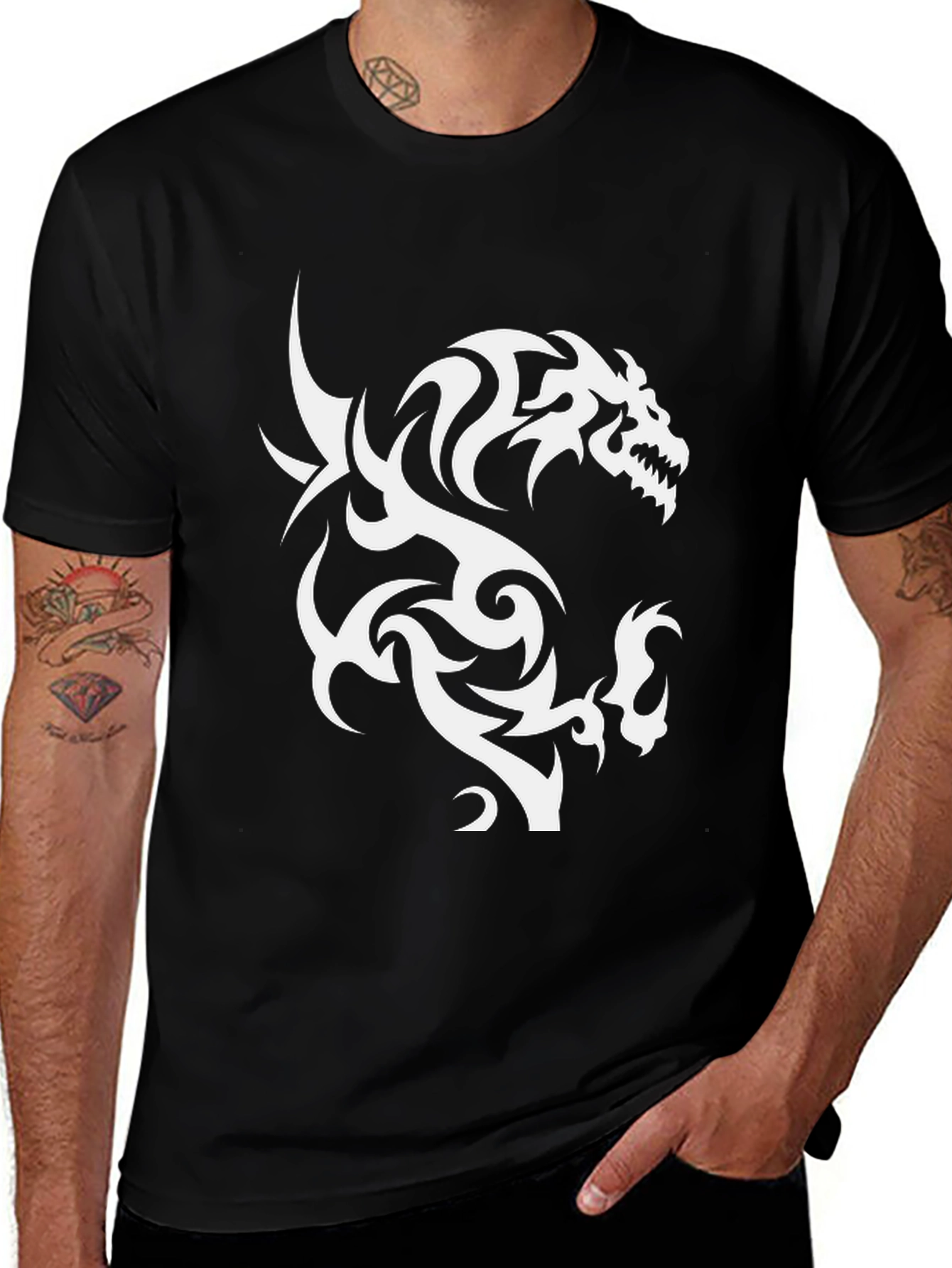 Variant 29 of Tribal Dragon Graphic Print Tee