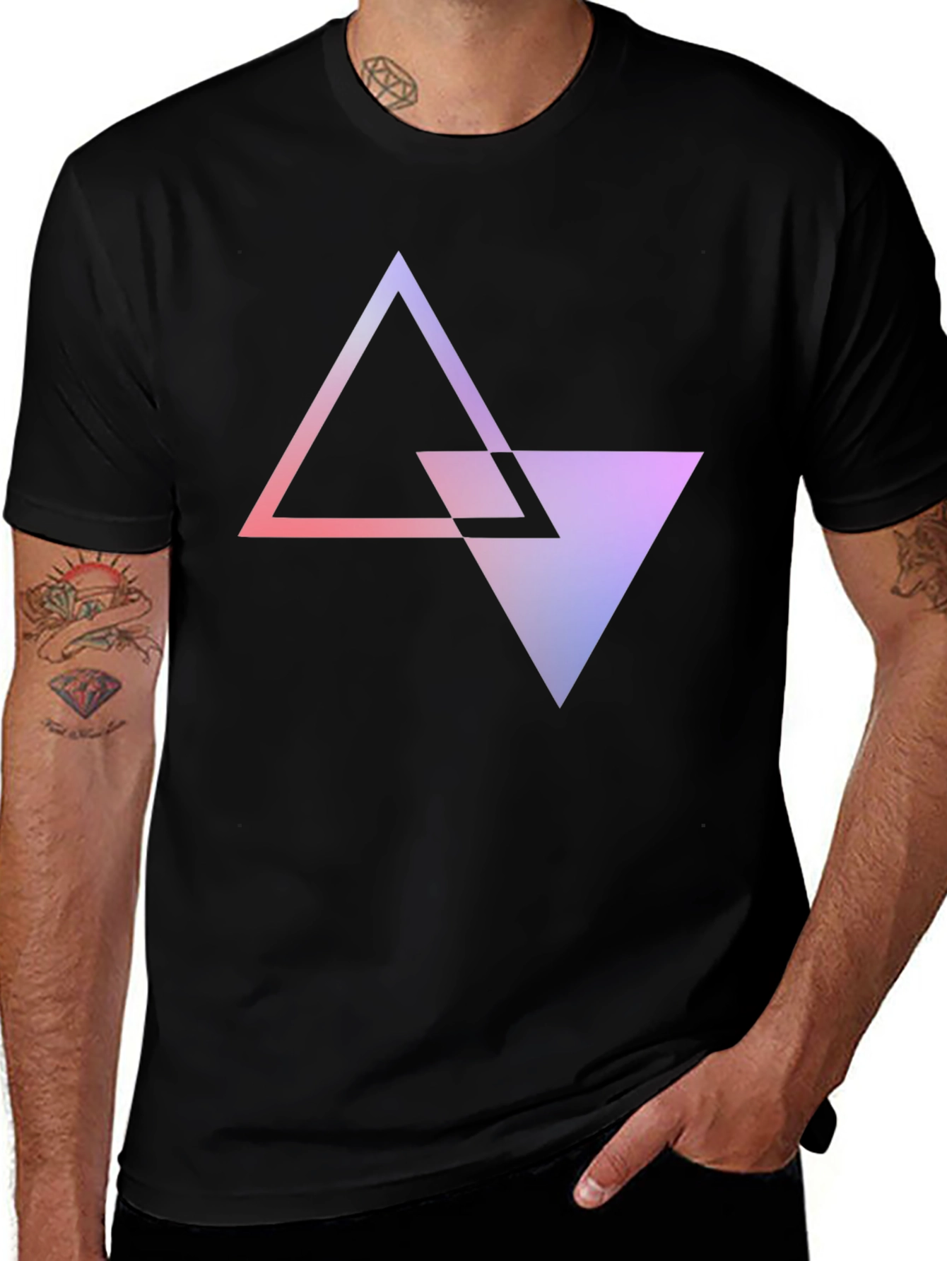 Variant 30 of Geometric Gradient Triangle T-Shirt
