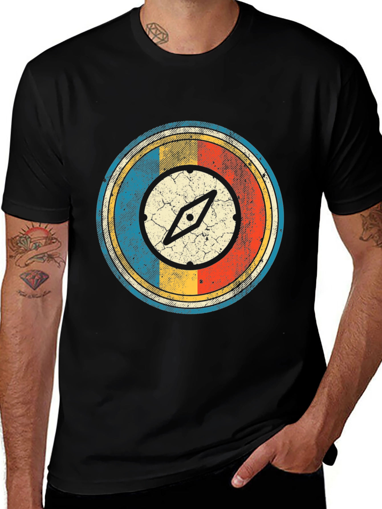 Variant 2 of Vintage Compass Graphic Tee - Black T-Shirt