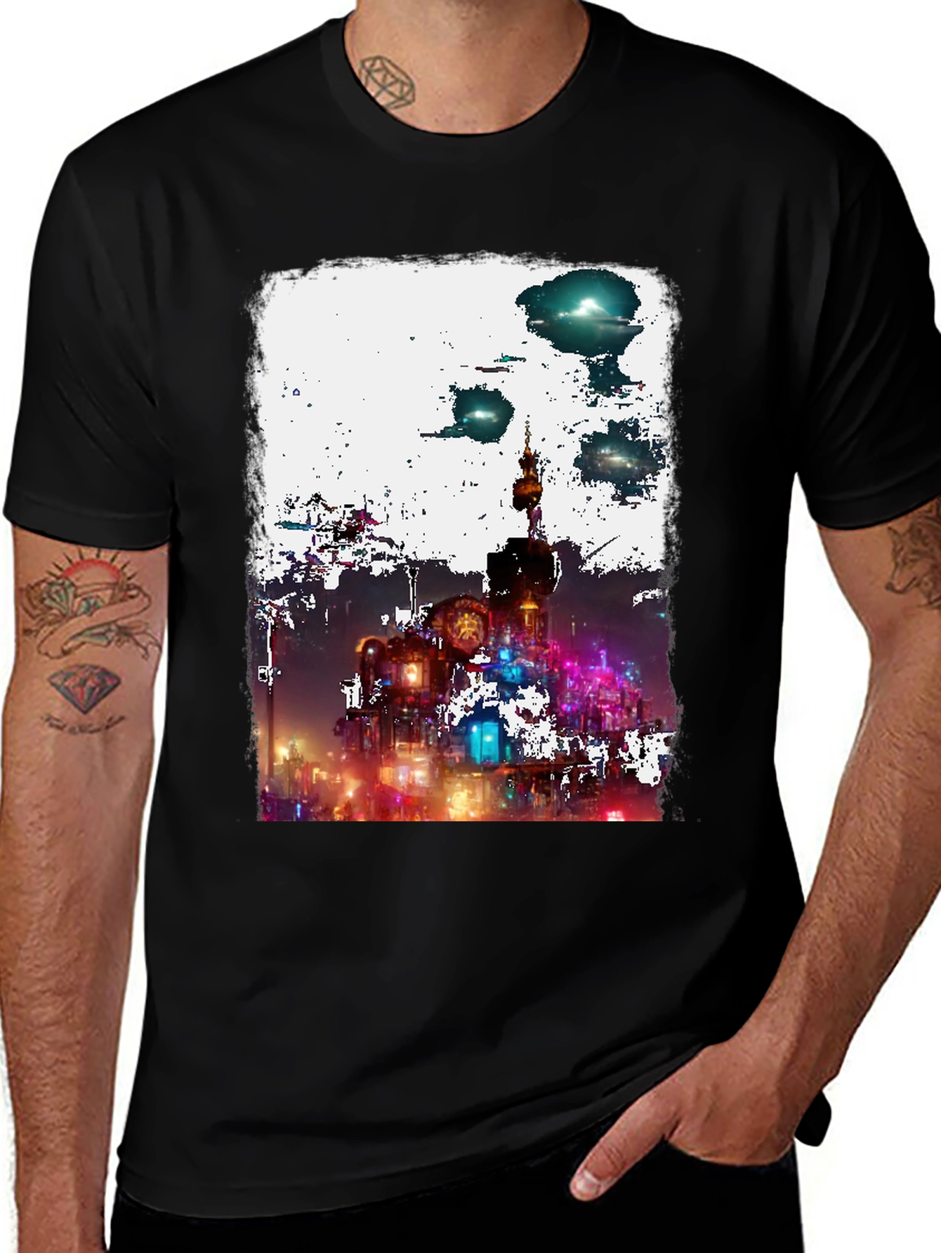 Variant 19 of Steampunk Cityscape Graphic Tee