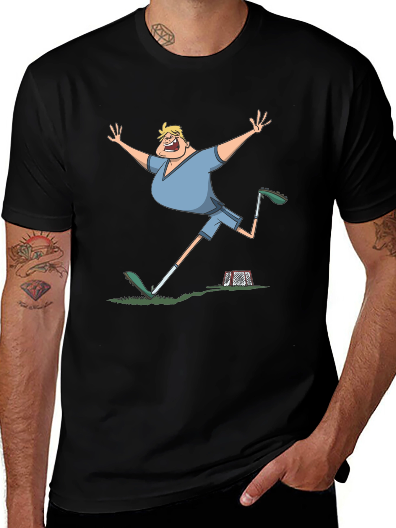 Variant 5 of Funny Soccer Goal Celebration Black T-Shirt