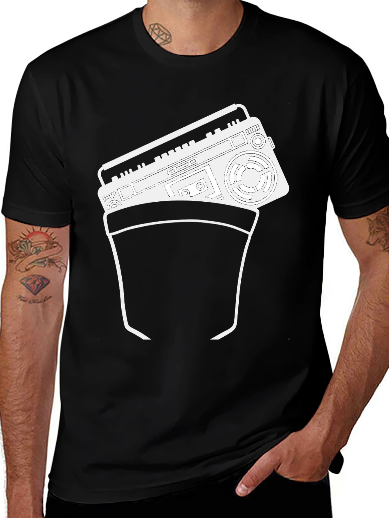 Variant 4 of Retro Radio Pocket Print T-Shirt