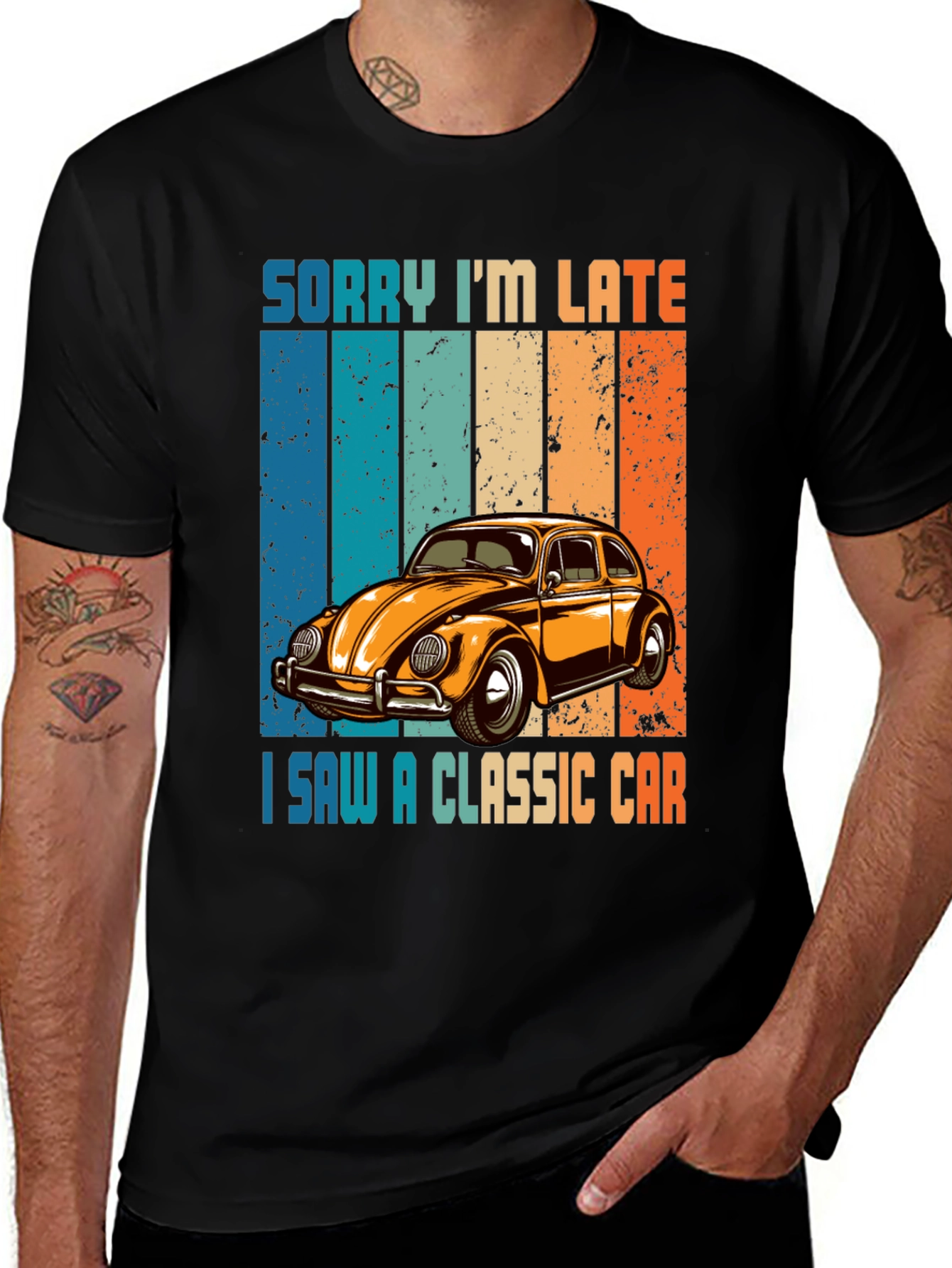 Variant 4 of Retro Classic Car T-Shirt: Sorry I'm Late Graphic Tee